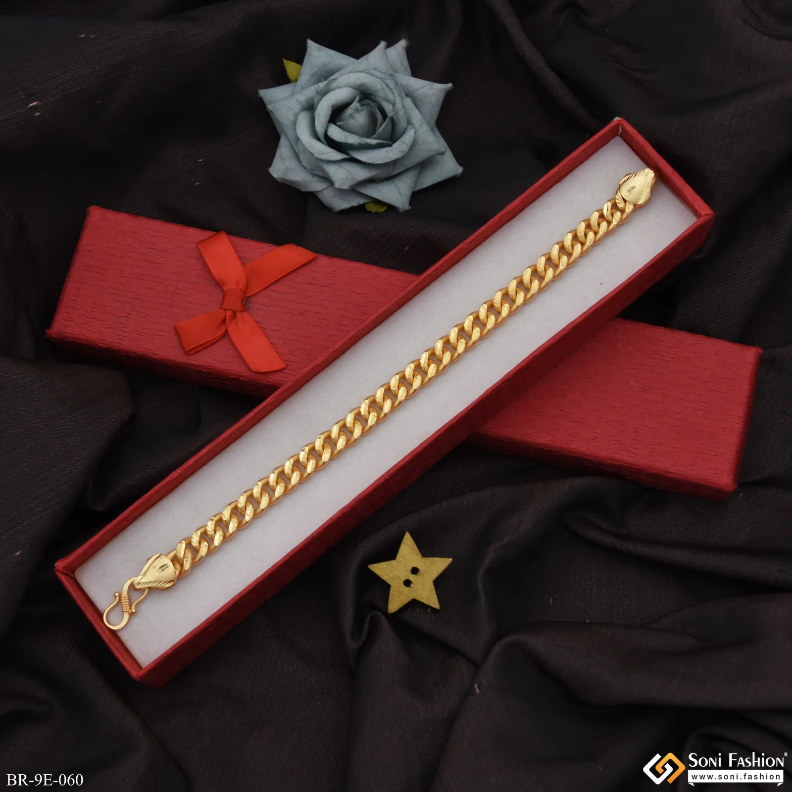 Artisanal Design Gold Plated Link Bracelet for Men - Style E060 - Image 2