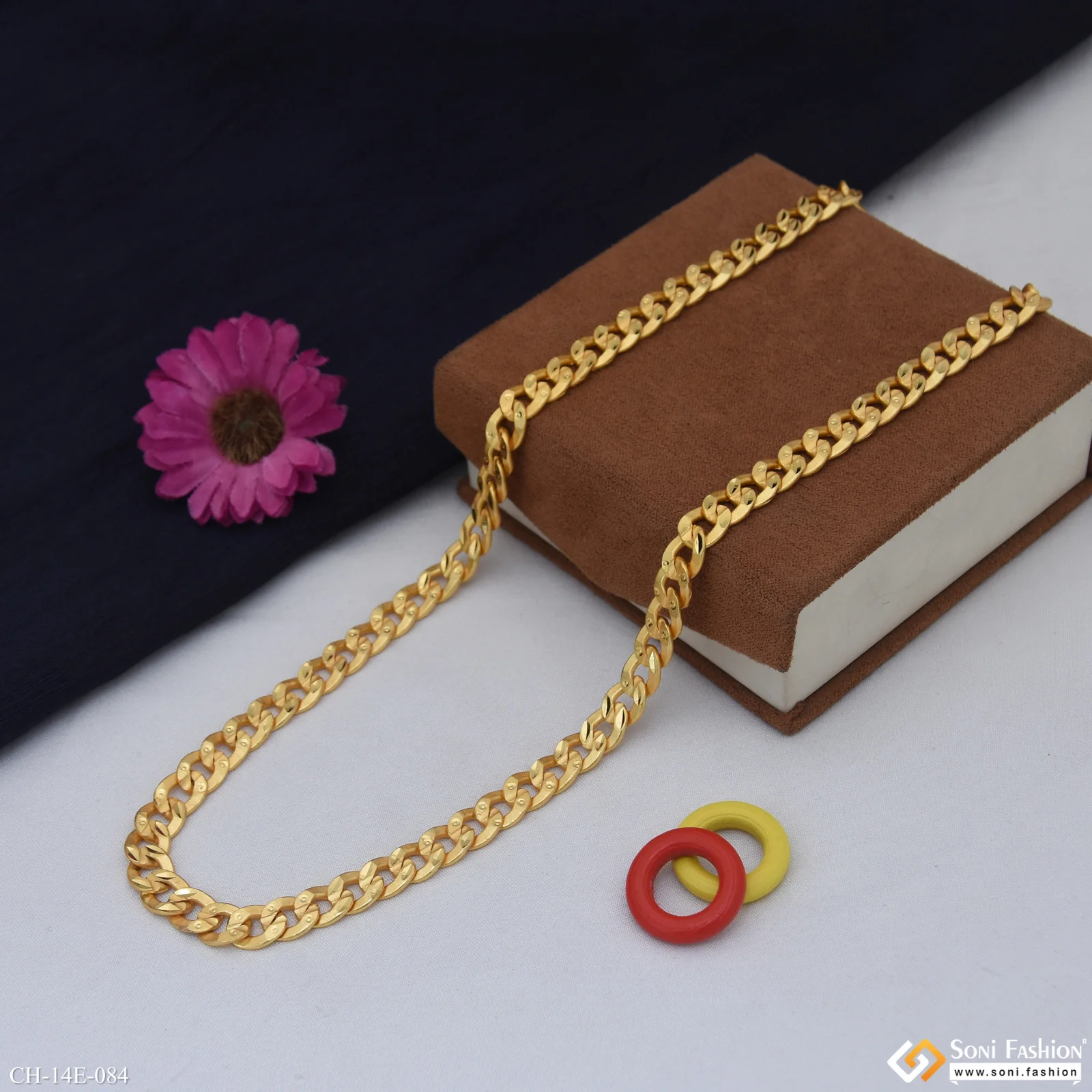 Artisanal Design Gold Plated Link Chain for Men - Style E084 - Image 3