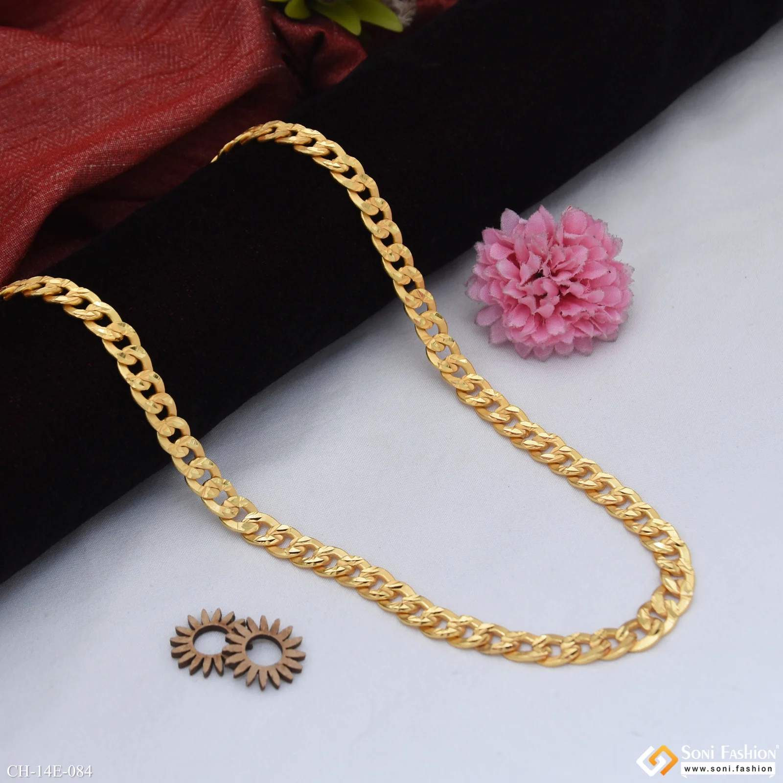 Artisanal Design Gold Plated Link Chain for Men - Style E084 - Image 4
