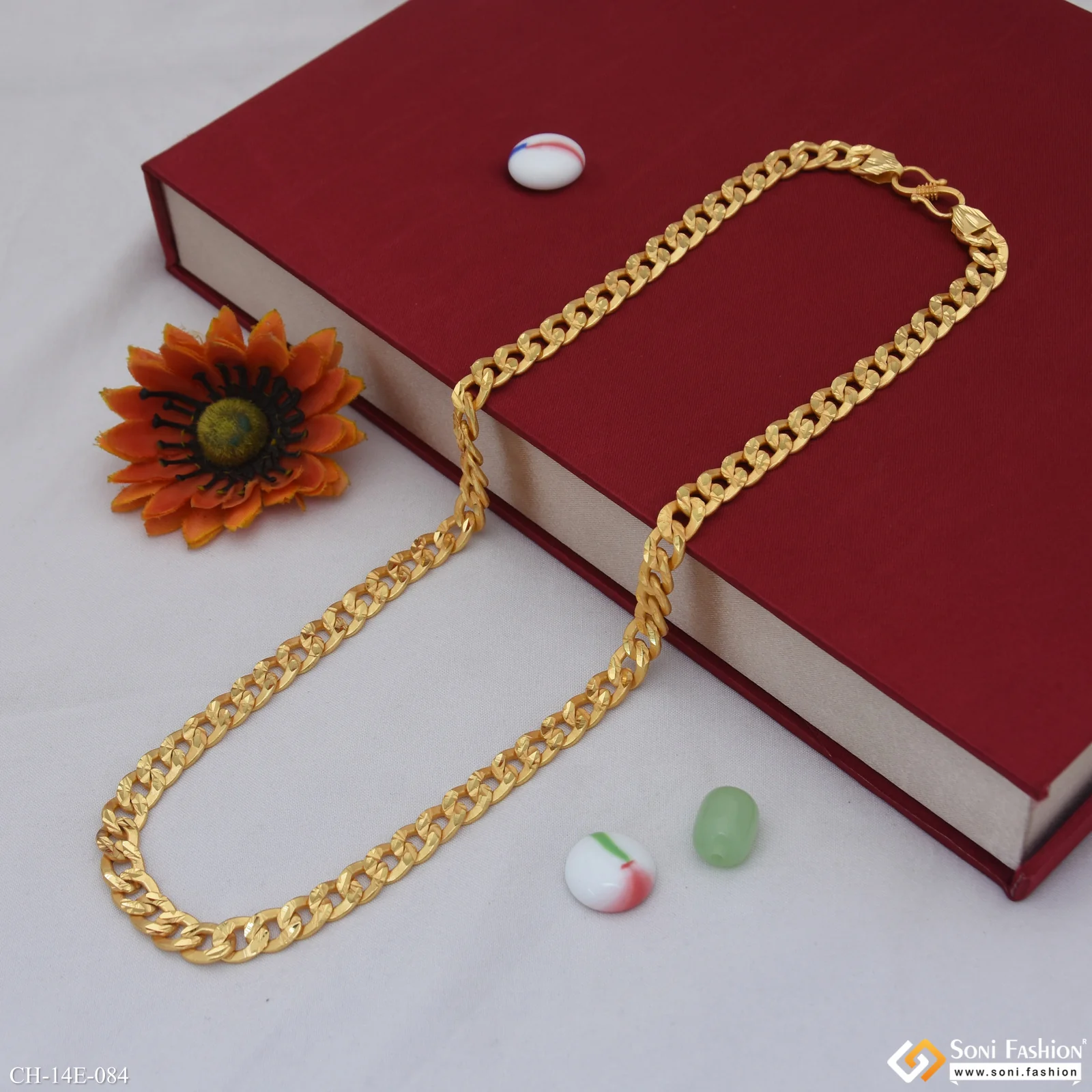 Artisanal Design Gold Plated Link Chain for Men - Style E084 - Image 5