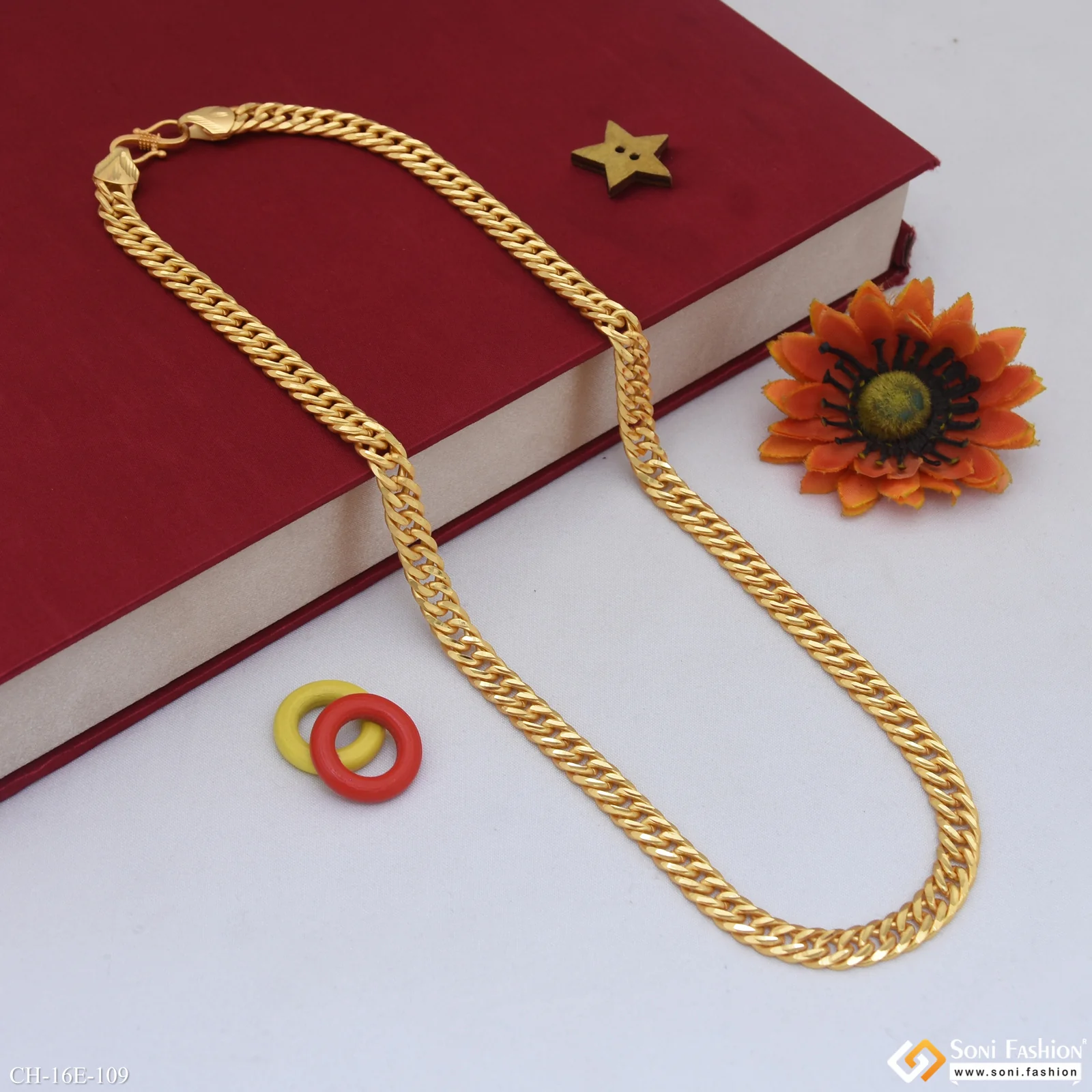 Artisanal Design Gold Plated Link Chain for Men - Style E109 - Image 4