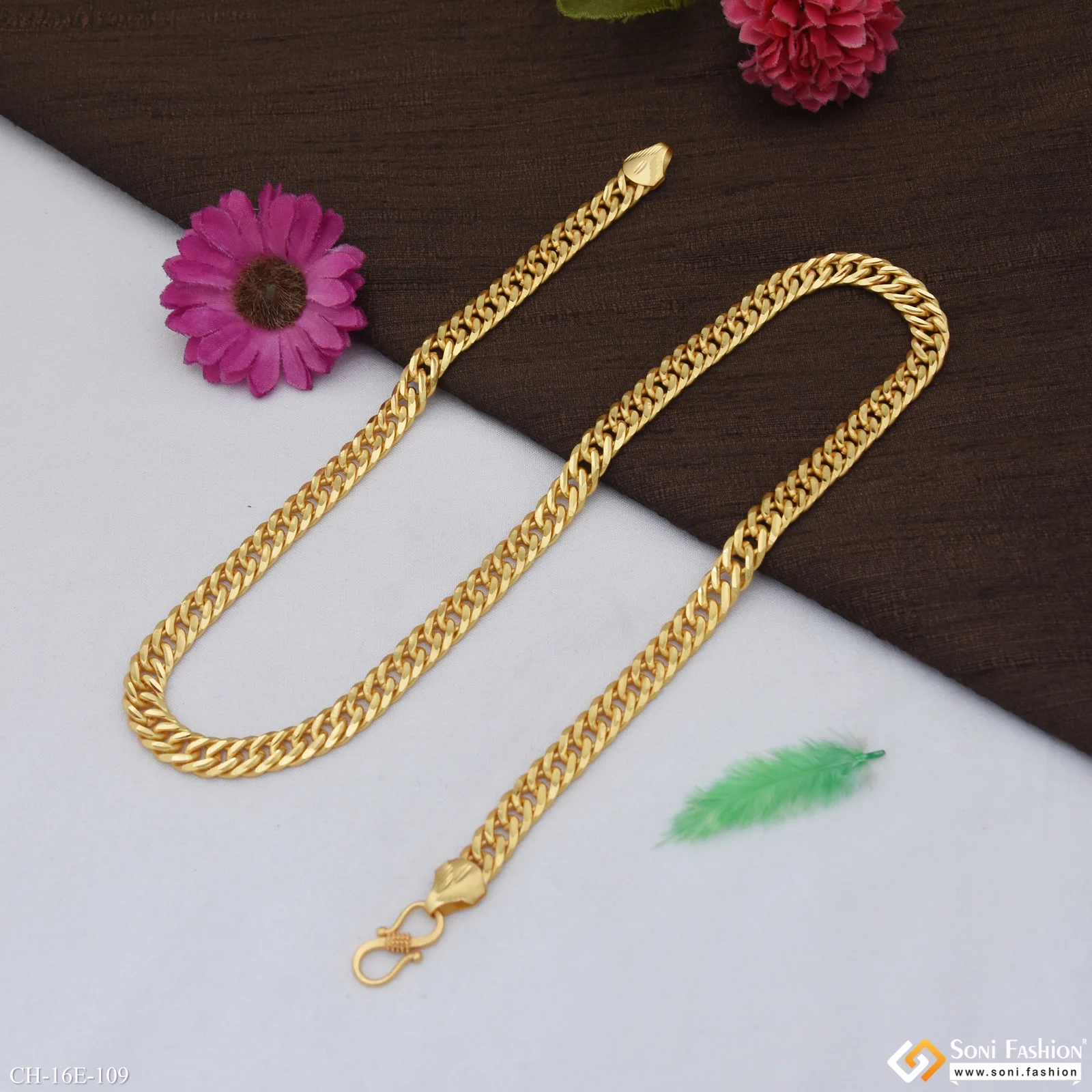 Artisanal Design Gold Plated Link Chain for Men - Style E109 - Image 5