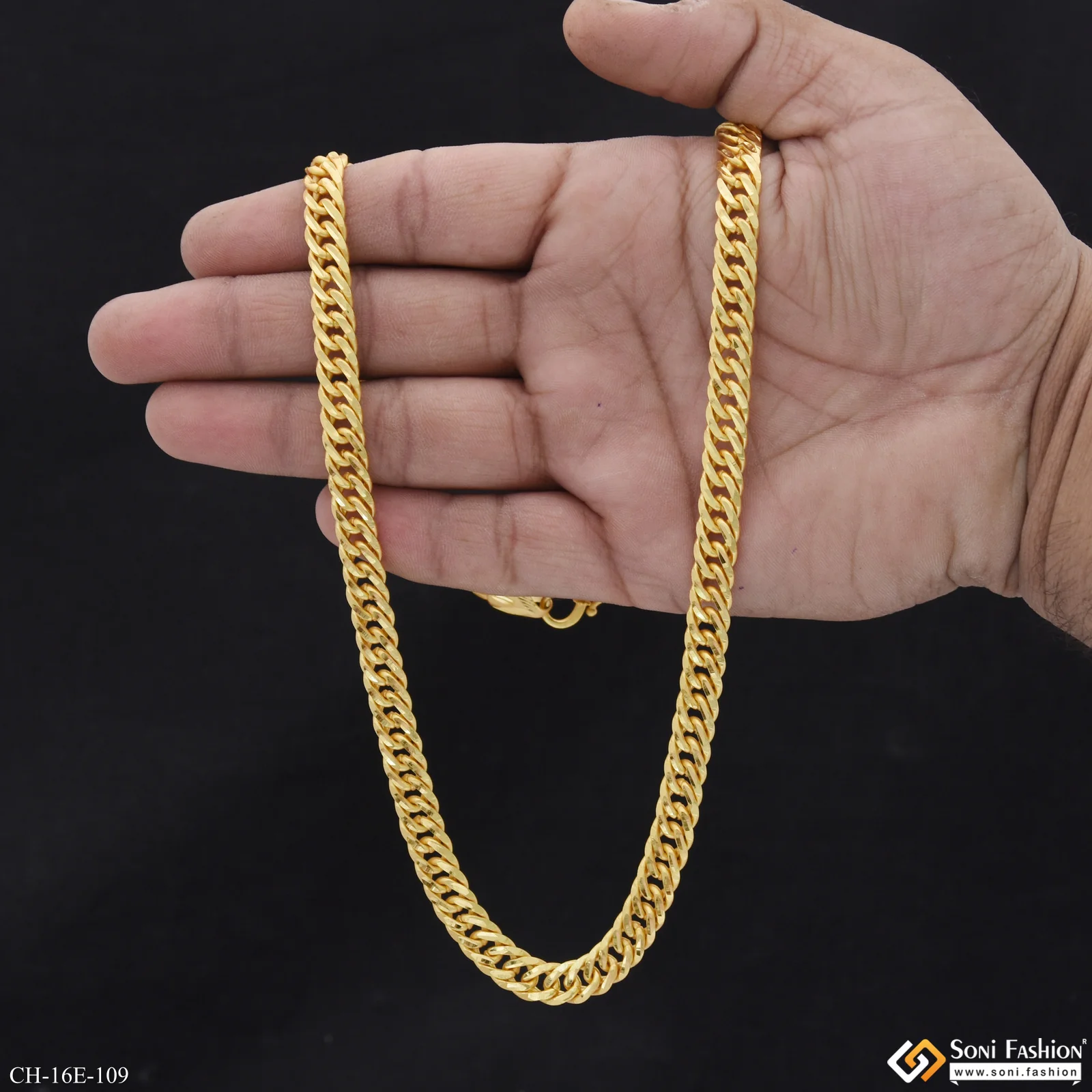 Artisanal Design Gold Plated Link Chain for Men - Style E109 - Image 6