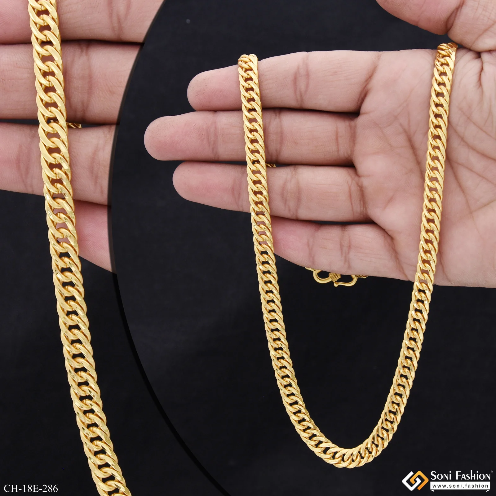Artisanal Design Gold Plated Link Chain for Men - Style E286 - Image 2