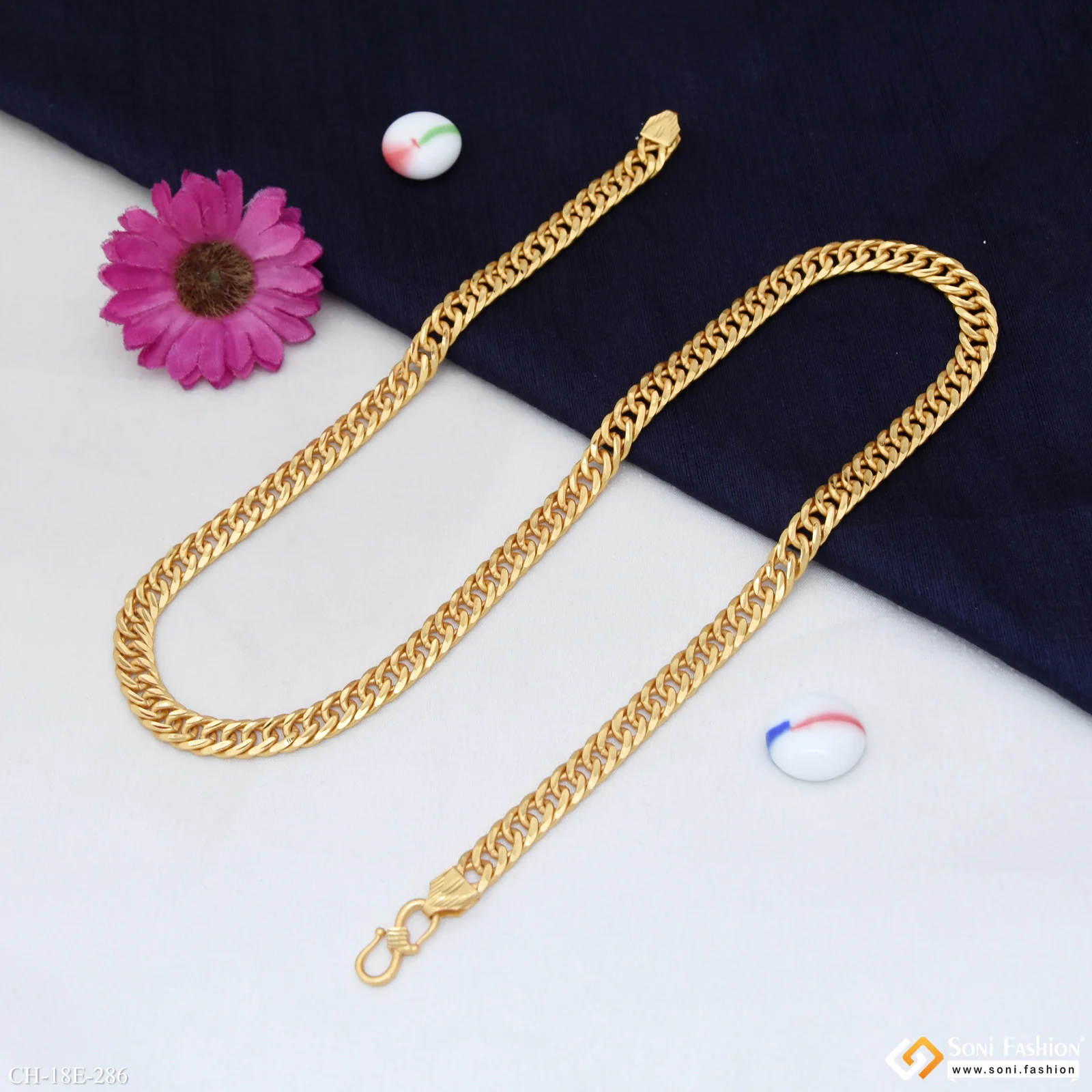 Artisanal Design Gold Plated Link Chain for Men - Style E286 - Image 5