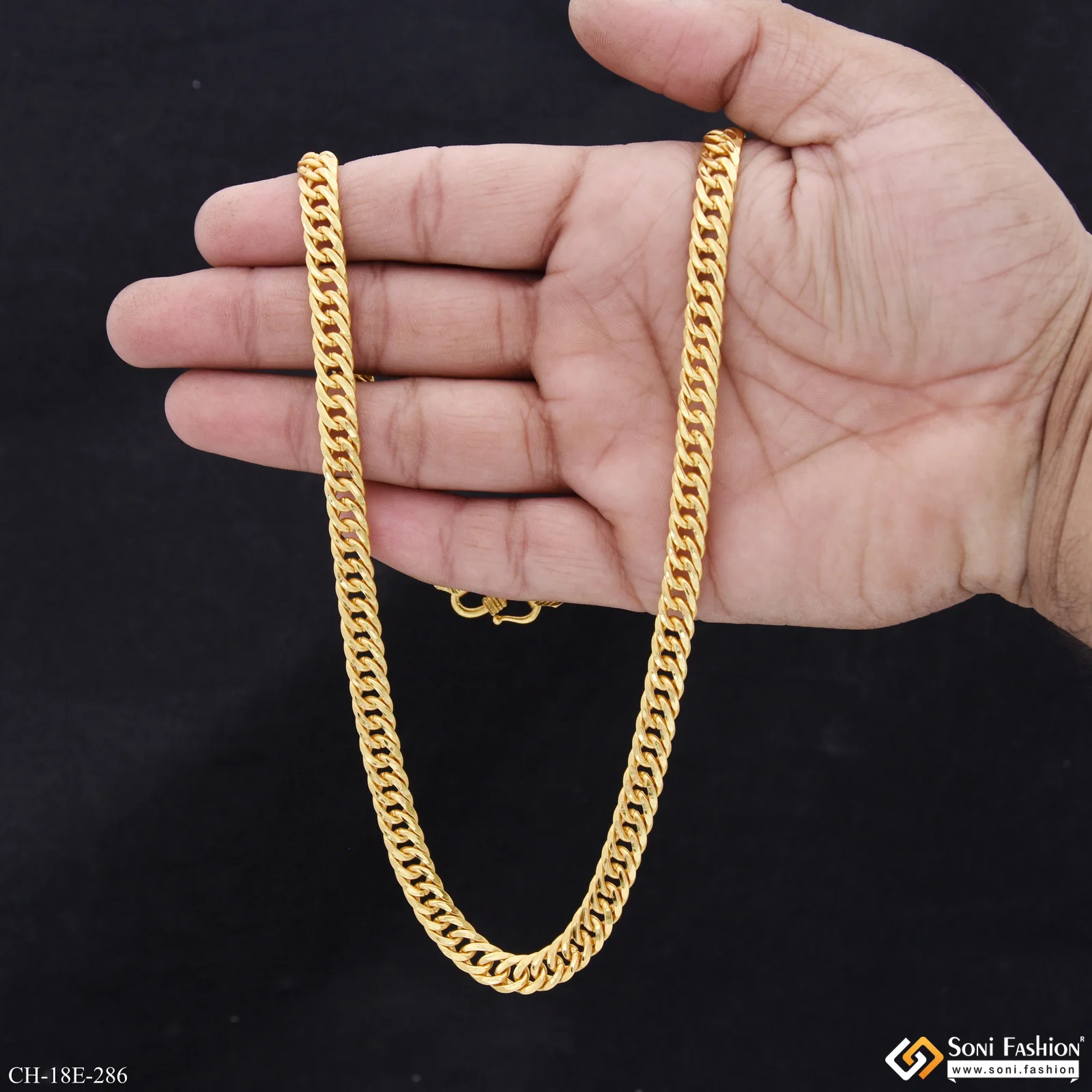 Artisanal Design Gold Plated Link Chain for Men - Style E286 - Image 6