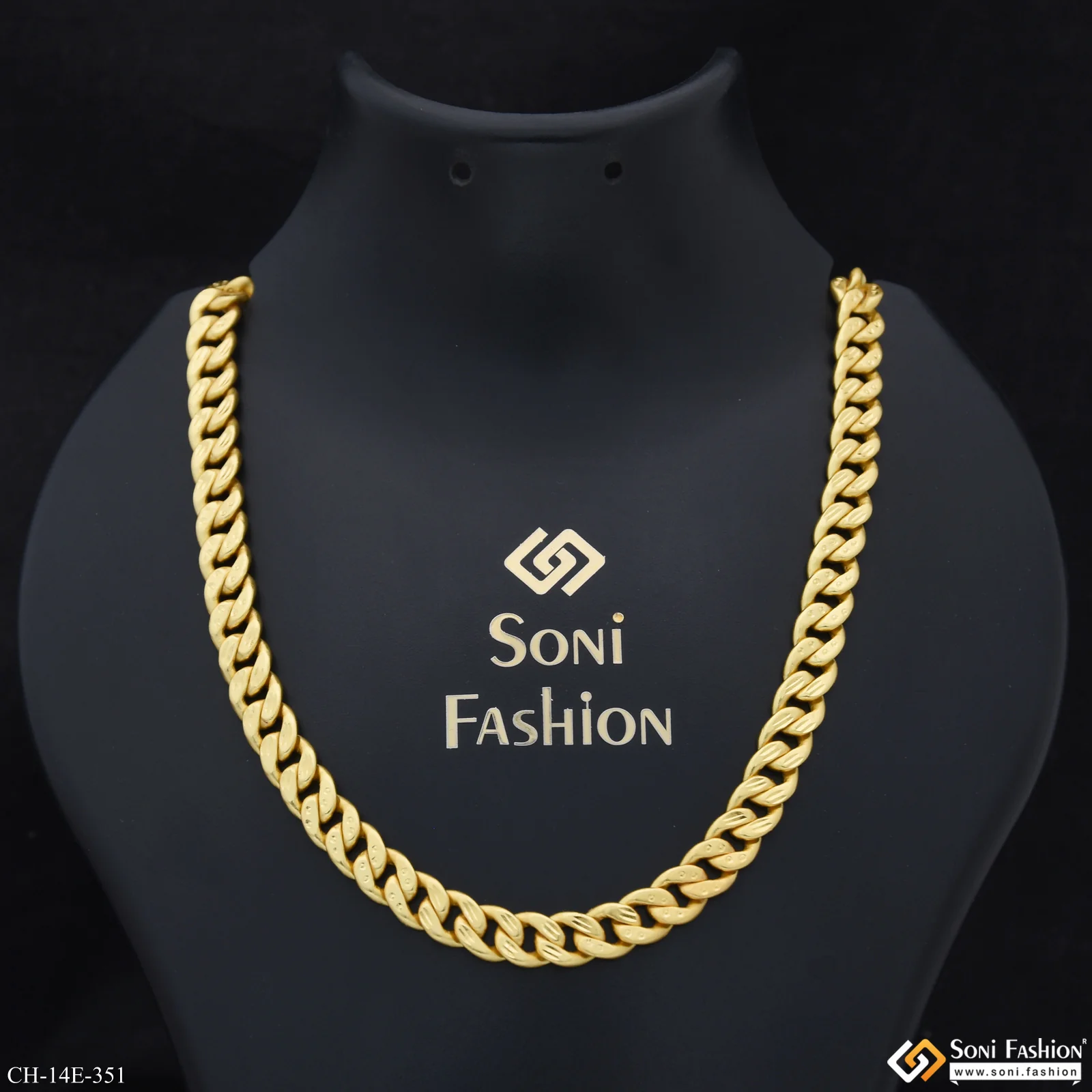Artisanal Design Gold Plated Link Chain for Men - Style E351