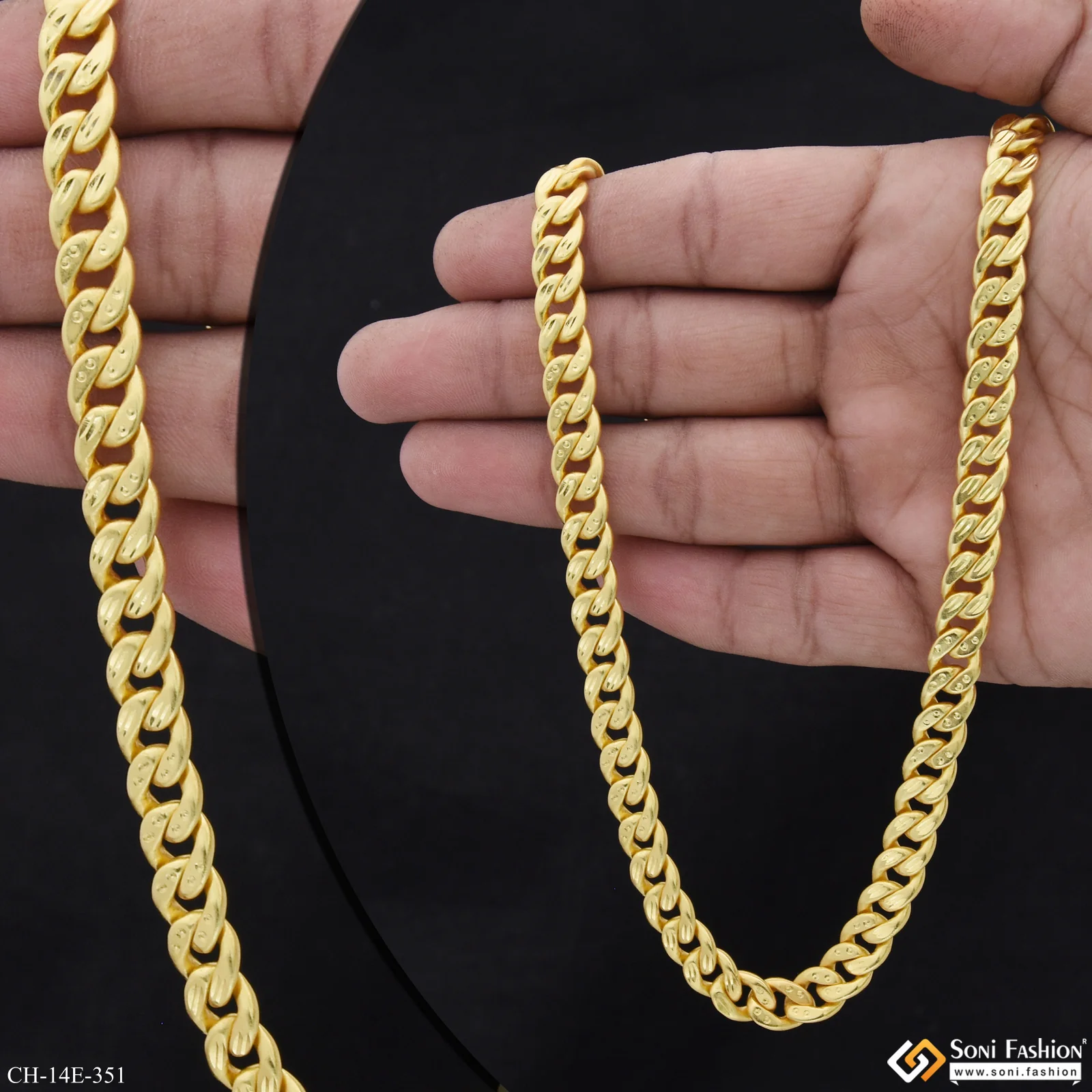 Artisanal Design Gold Plated Link Chain for Men - Style E351 - Image 2