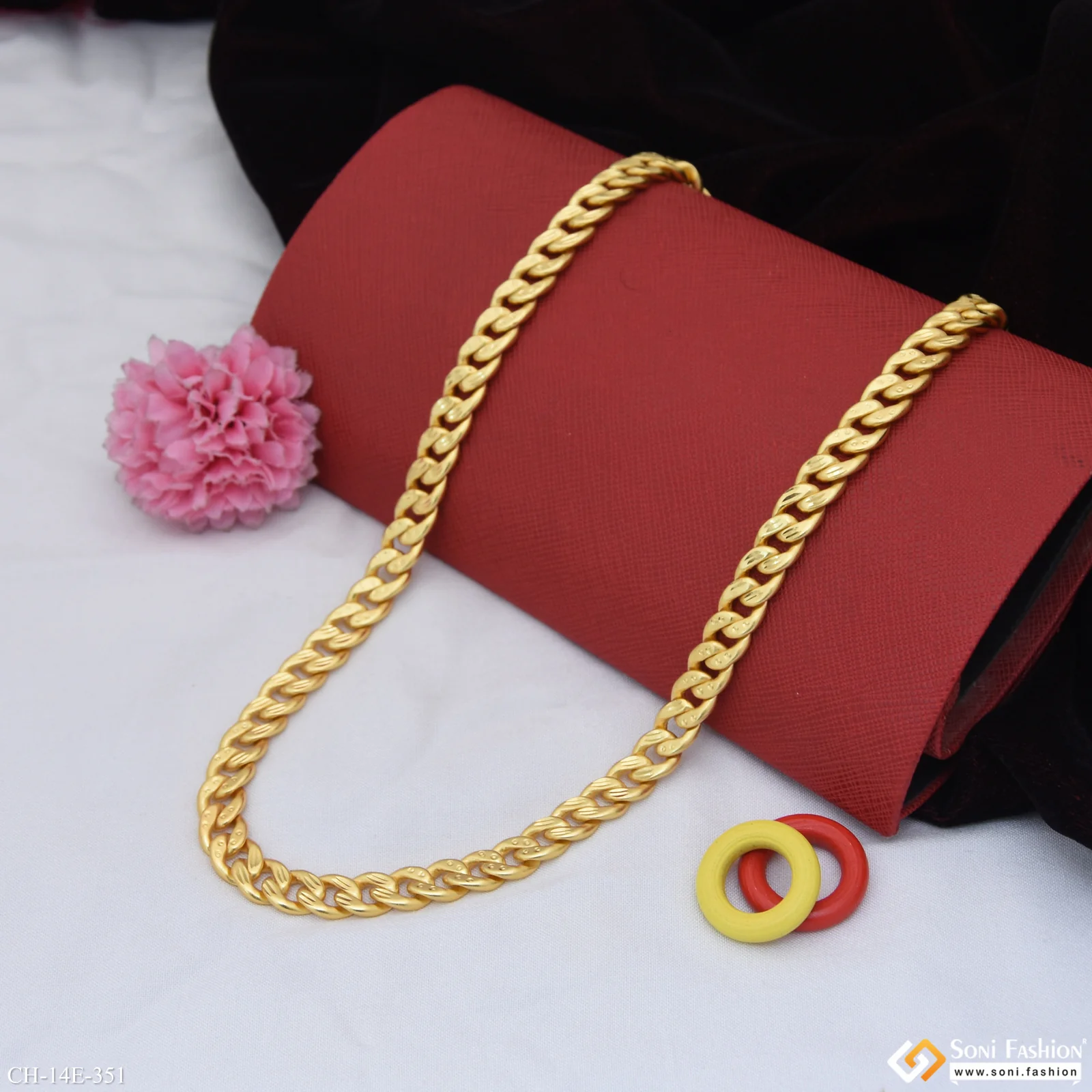 Artisanal Design Gold Plated Link Chain for Men - Style E351 - Image 3