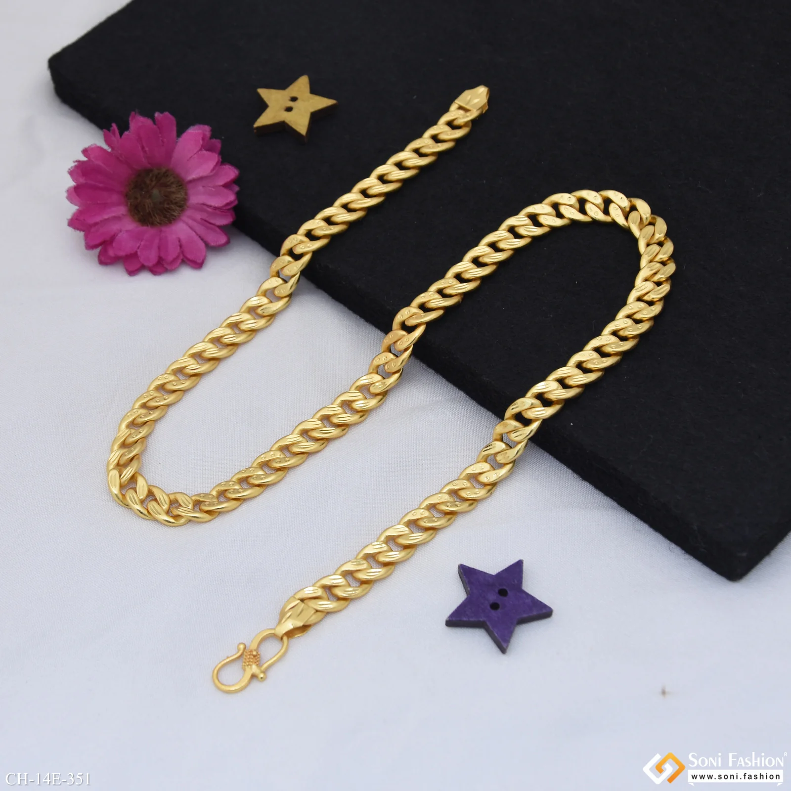Artisanal Design Gold Plated Link Chain for Men - Style E351 - Image 4