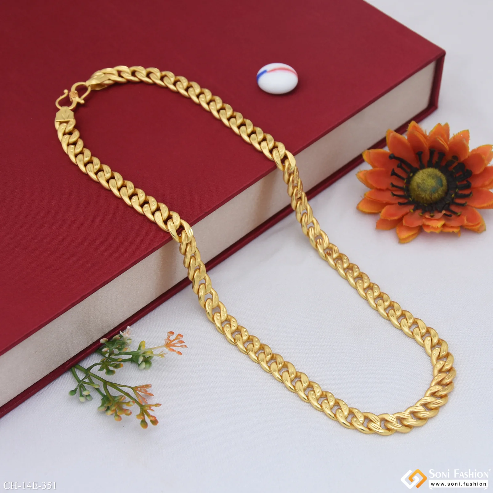 Artisanal Design Gold Plated Link Chain for Men - Style E351 - Image 5