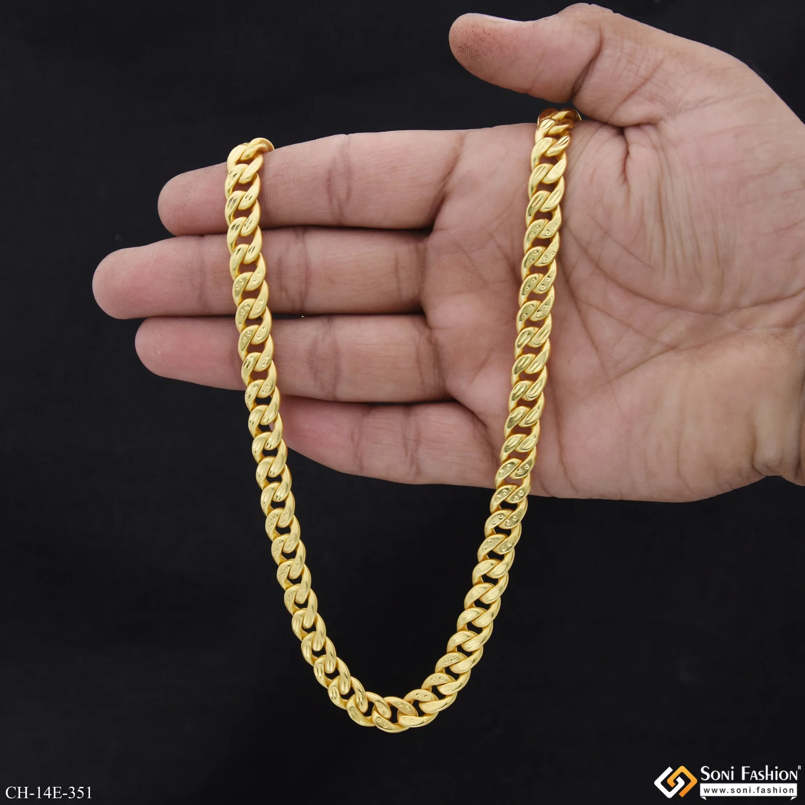 Artisanal Design Gold Plated Link Chain for Men - Style E351 - Image 6