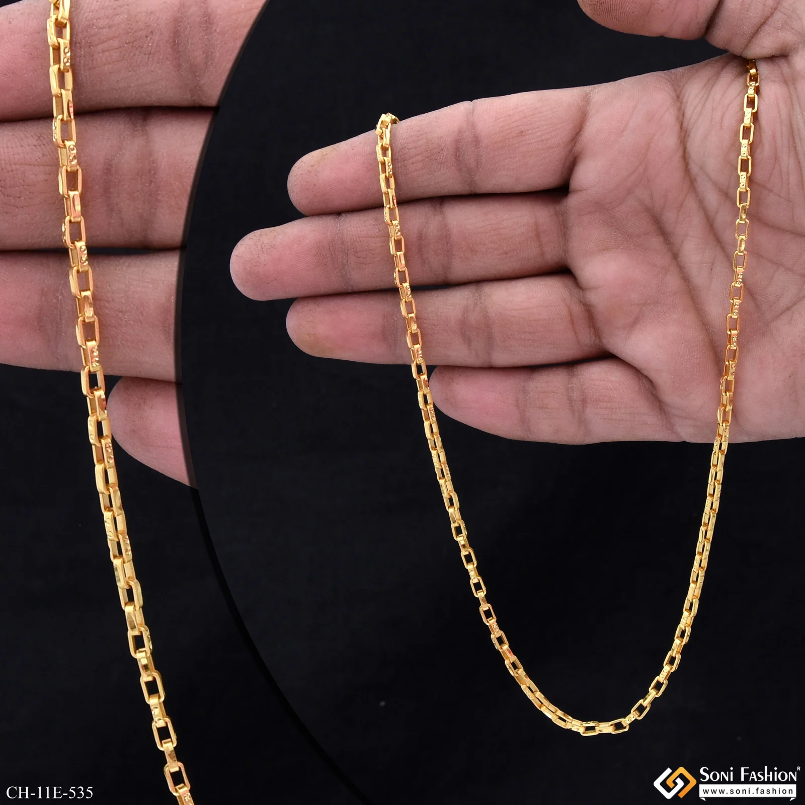 Artisanal Design Gold Plated Link Chain for Men - Style E535 - Image 2