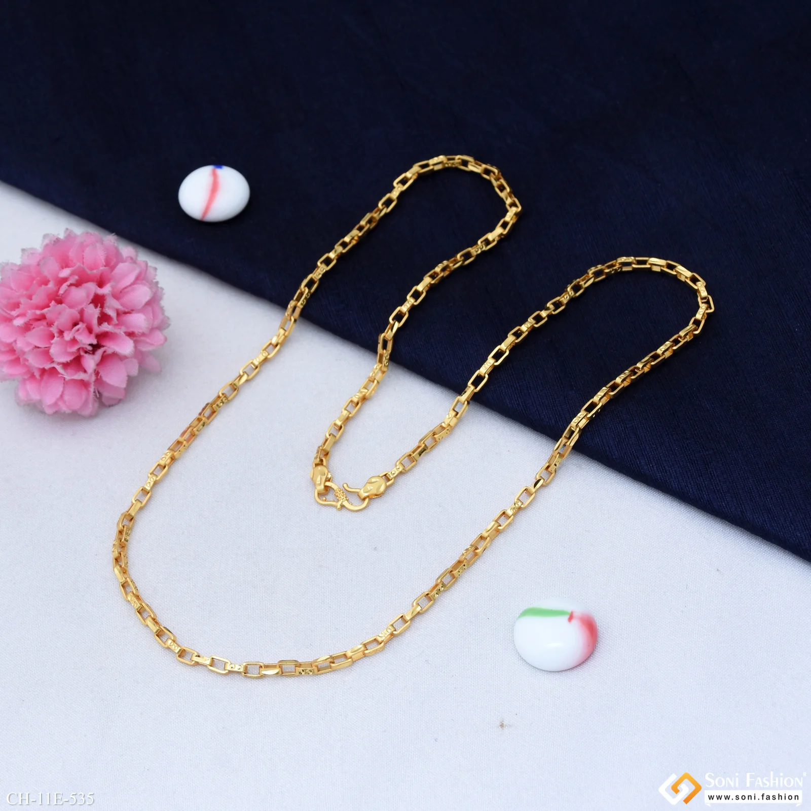 Artisanal Design Gold Plated Link Chain for Men - Style E535 - Image 5