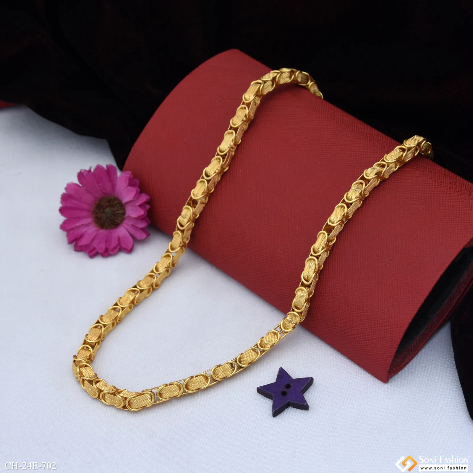 Artisanal Design Gold Plated Link Chain for Men - Style E702 - Image 3