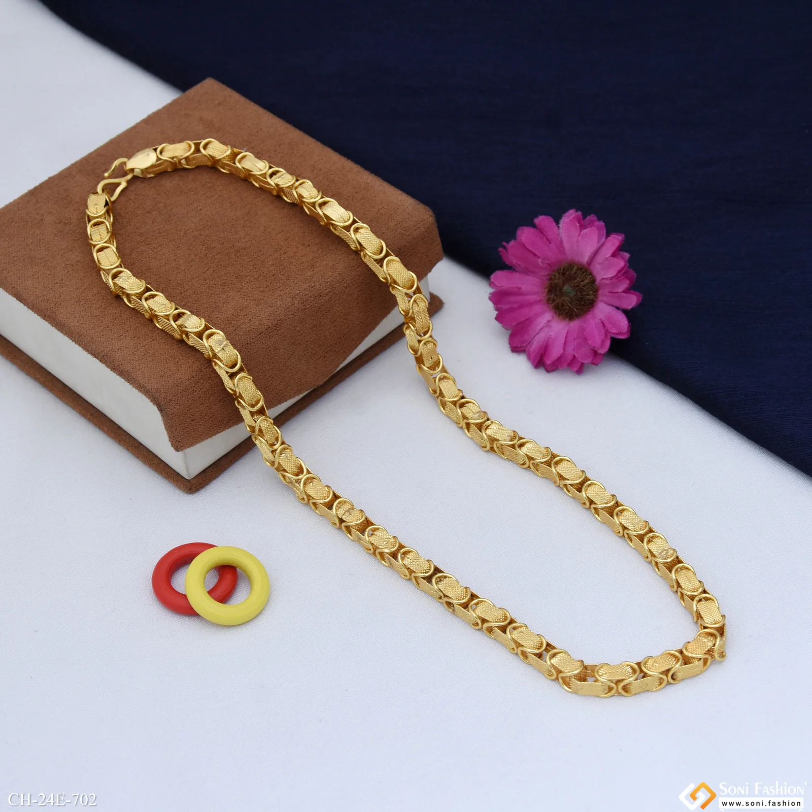 Artisanal Design Gold Plated Link Chain for Men - Style E702 - Image 4