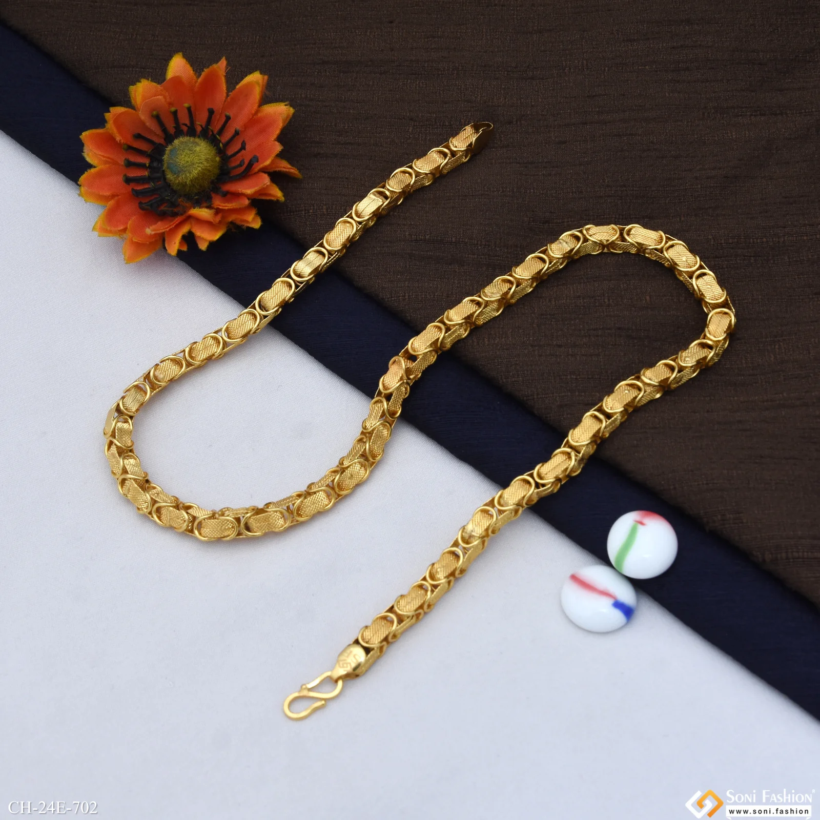 Artisanal Design Gold Plated Link Chain for Men - Style E702 - Image 5