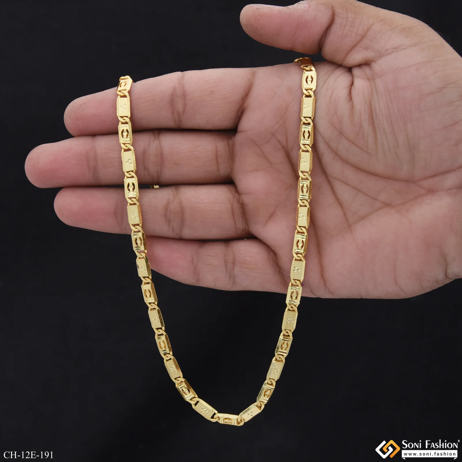 Artisanal Design Gold Plated Nawabi Chain for Men - Style E191 - Image 7