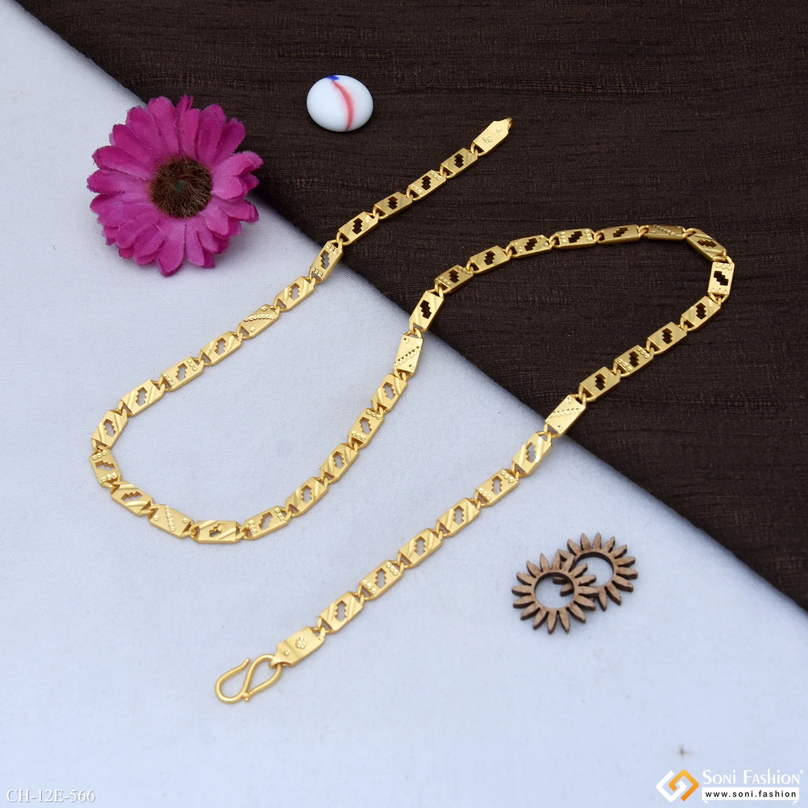 Artisanal Design Gold Plated Nawabi Chain for Men - Style E566 - Image 5