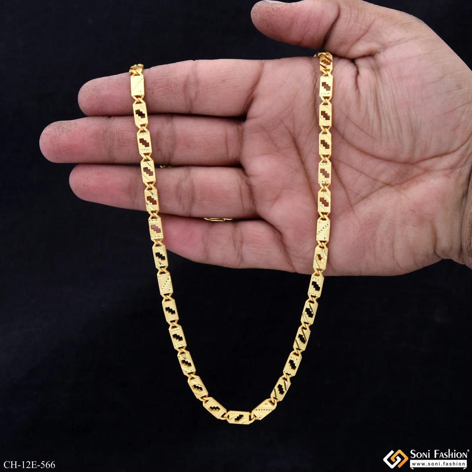 Artisanal Design Gold Plated Nawabi Chain for Men - Style E566 - Image 6