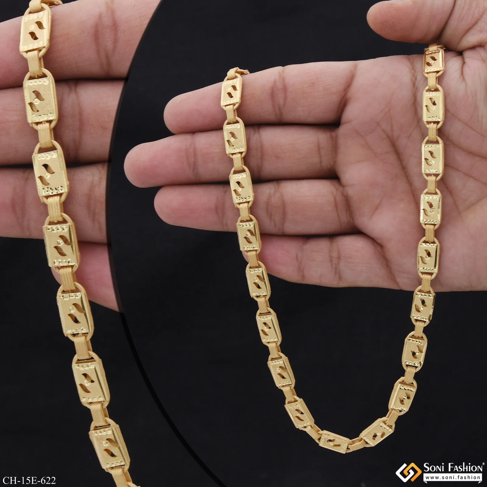 Artisanal Design Gold Plated Nawabi Chain for Men - Style E622 - Image 2