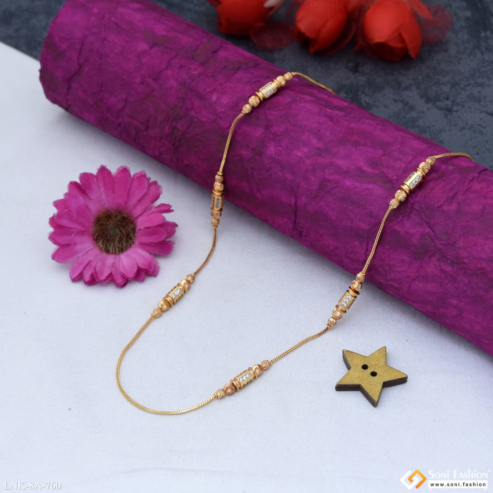 Artisanal Design Gold Plated Necklace for Ladies - Style A760 - Image 3
