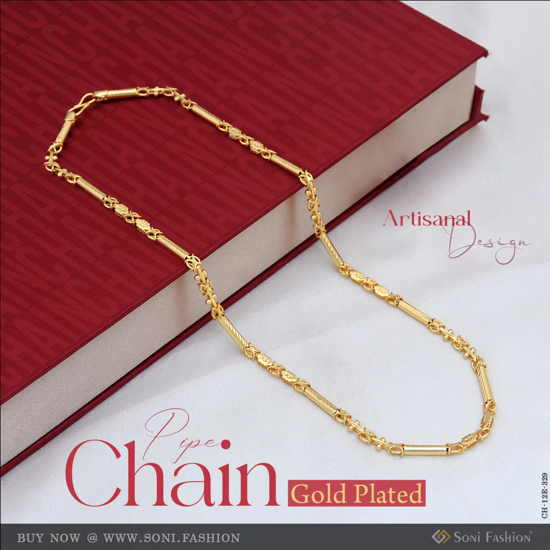 Artisanal Design Gold Plated Pipe Chain for Men - Style E329