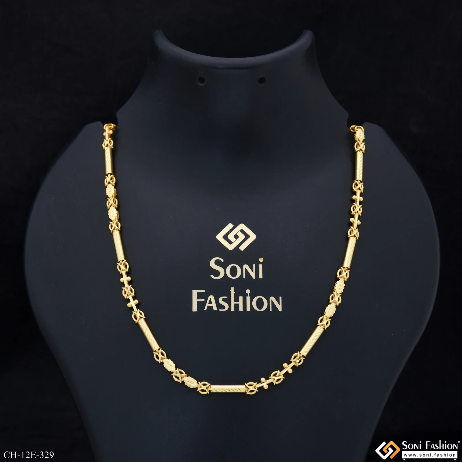 Artisanal Design Gold Plated Pipe Chain for Men - Style E329 - Image 2