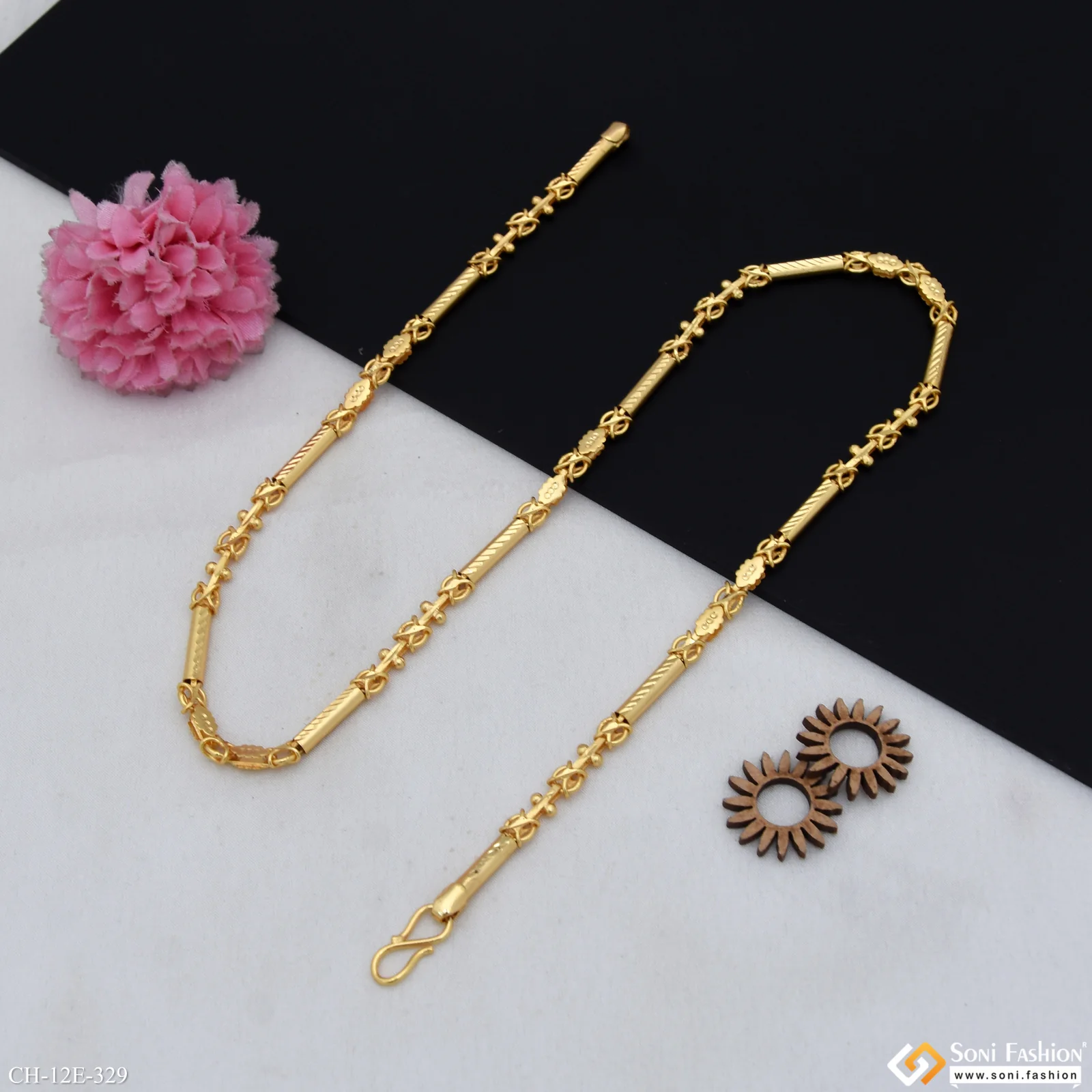 Artisanal Design Gold Plated Pipe Chain for Men - Style E329 - Image 6