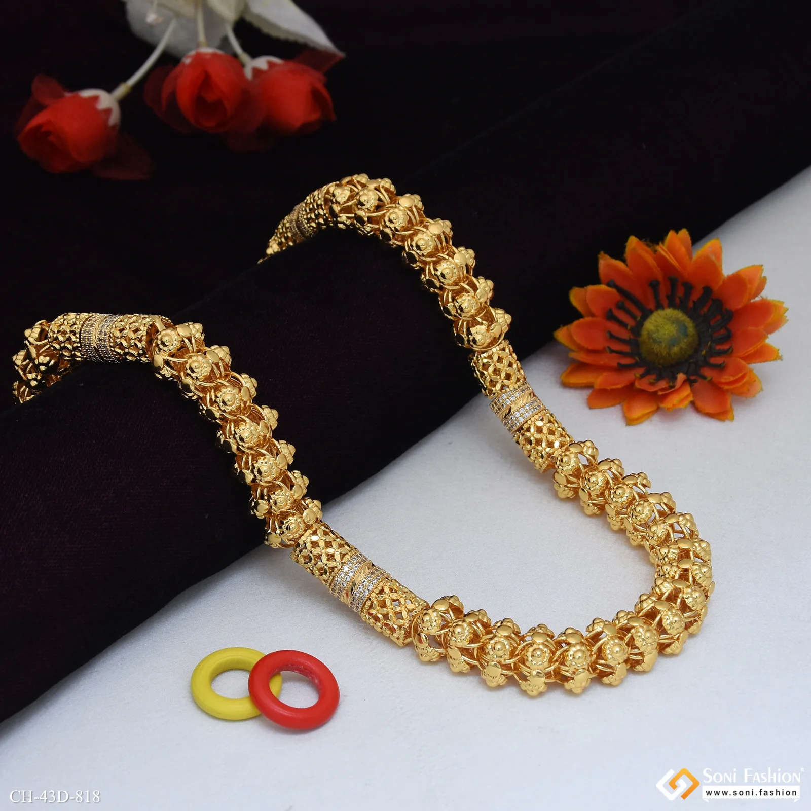 Artisanal Design Gold Plated Rajwadi Chain for Men - Style D818 - Image 2