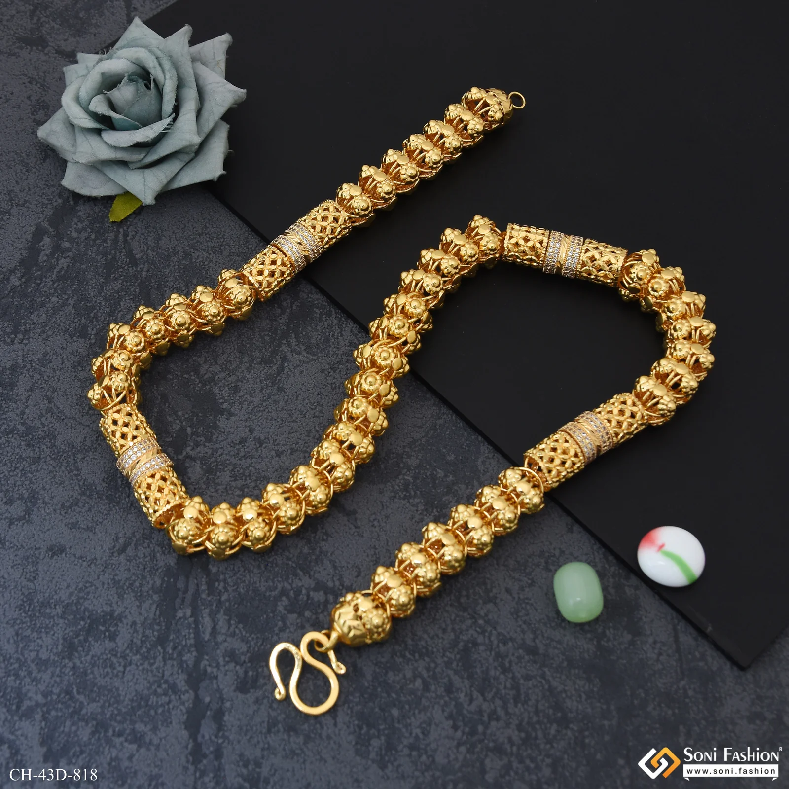 Artisanal Design Gold Plated Rajwadi Chain for Men - Style D818 - Image 3