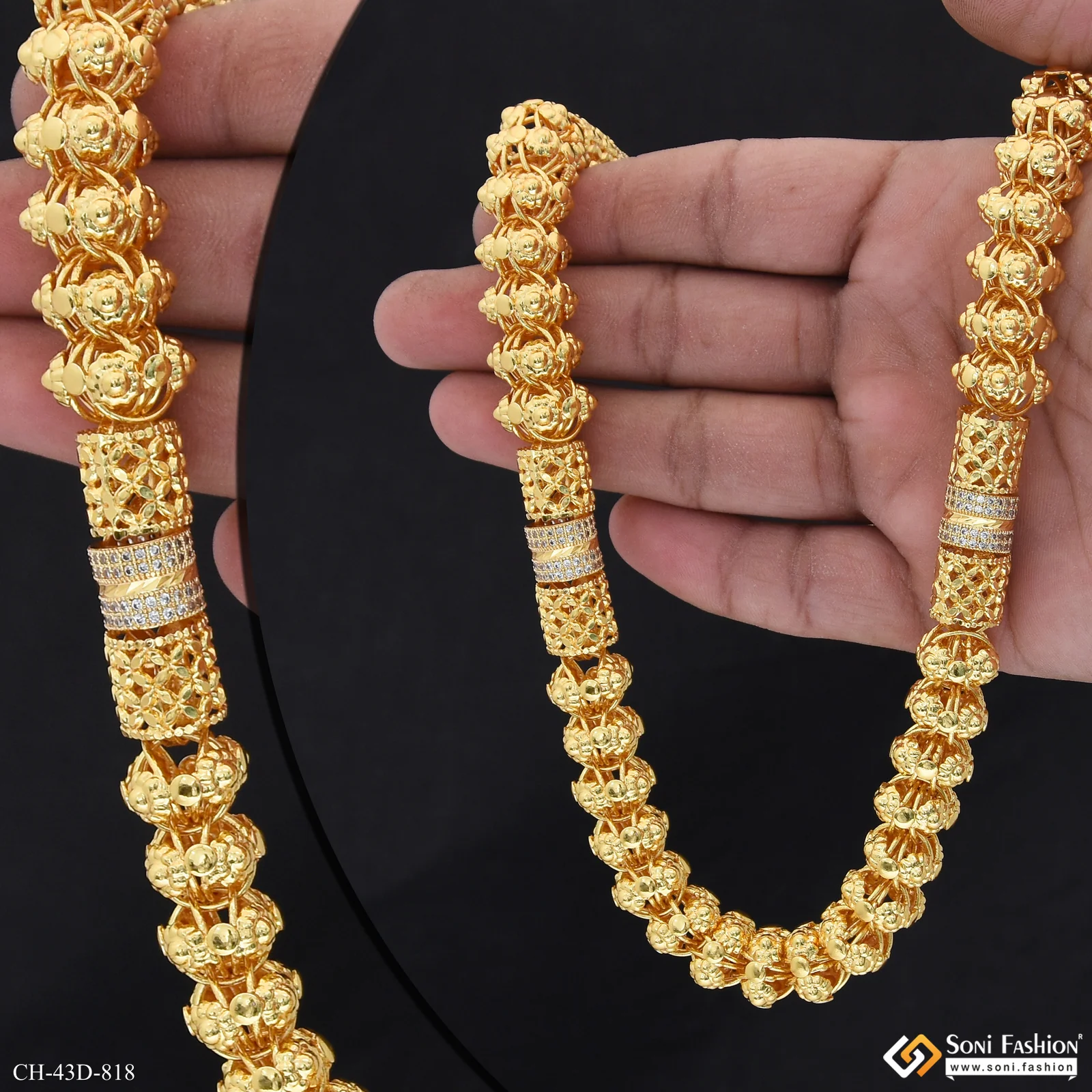 Artisanal Design Gold Plated Rajwadi Chain for Men - Style D818 - Image 6
