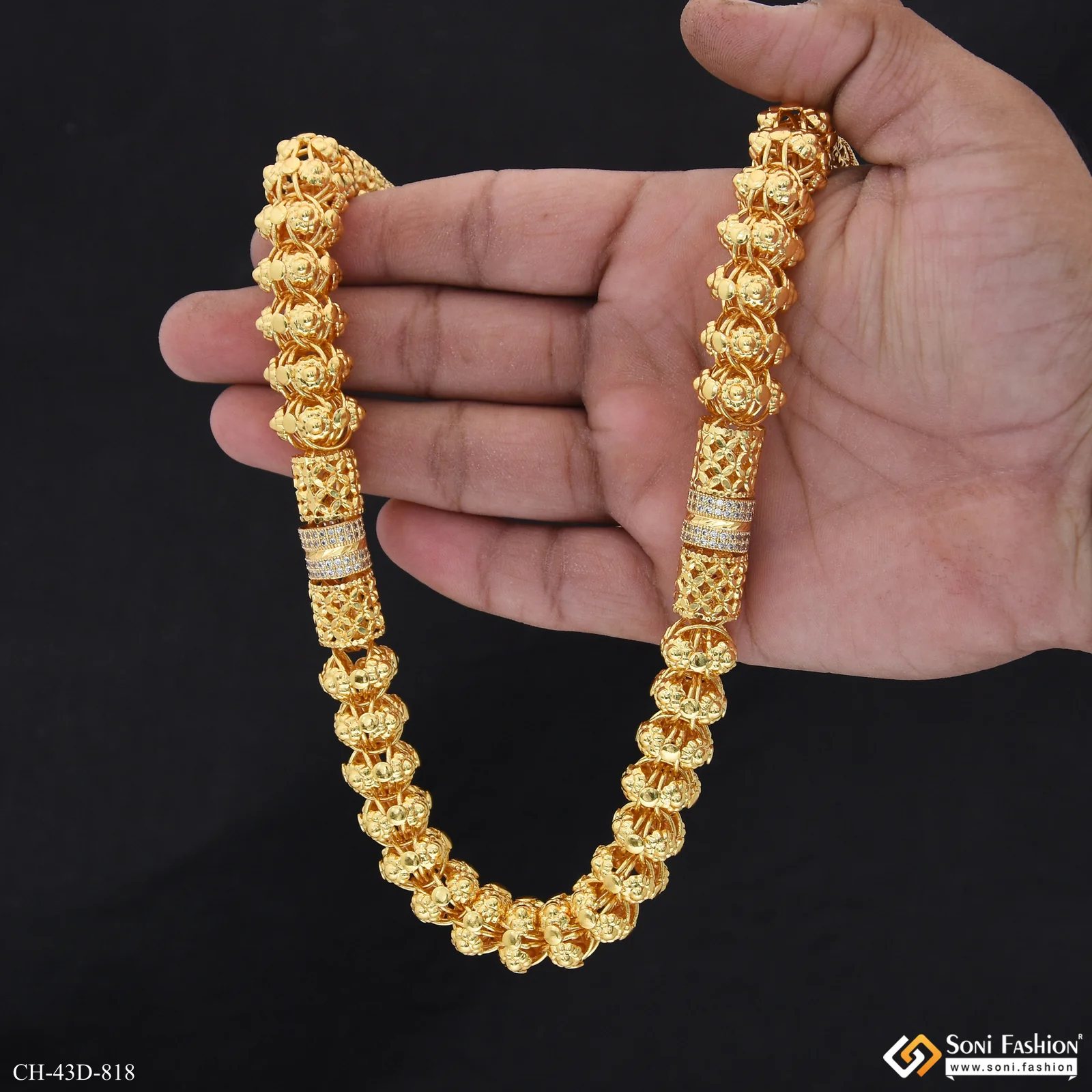 Artisanal Design Gold Plated Rajwadi Chain for Men - Style D818 - Image 7