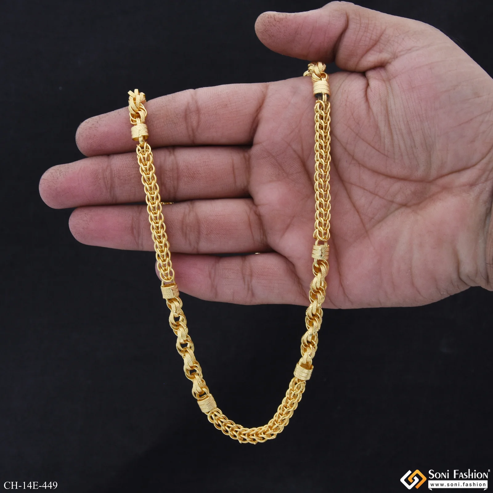 Artisanal Design Gold Plated Rajwadi Chain for Men - Style E449 - Image 6