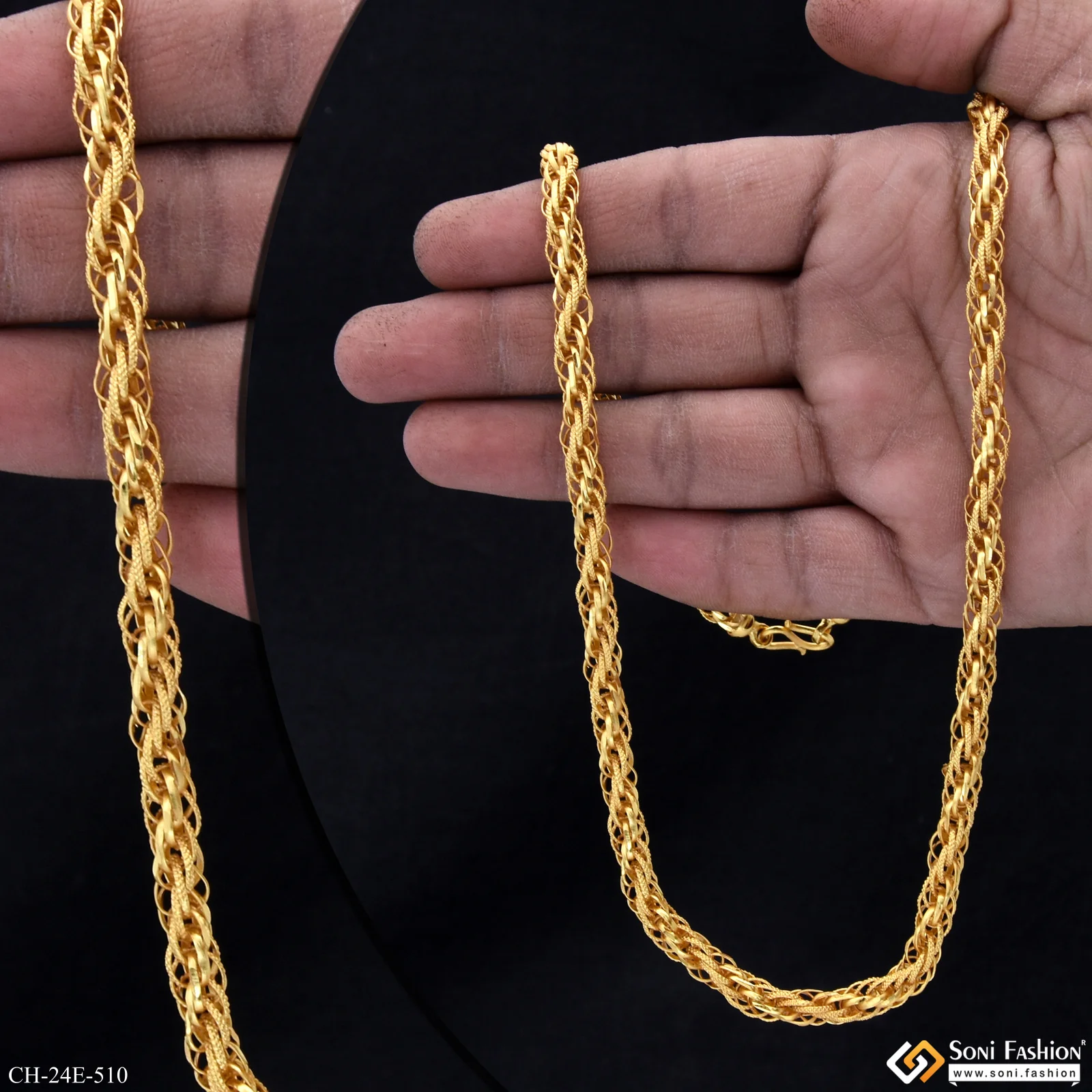 Artisanal Design Gold Plated Rassa Chain for Men - Style E510 - Image 2