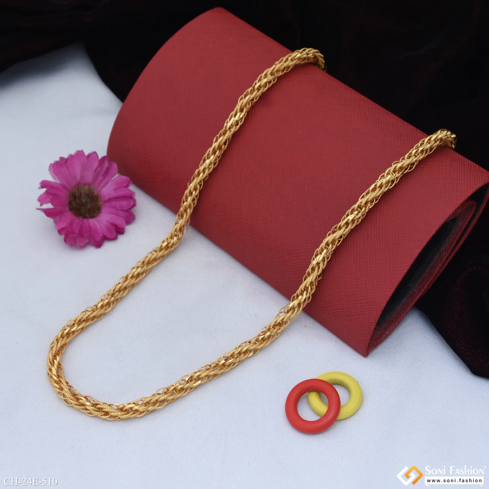 Artisanal Design Gold Plated Rassa Chain for Men - Style E510 - Image 3