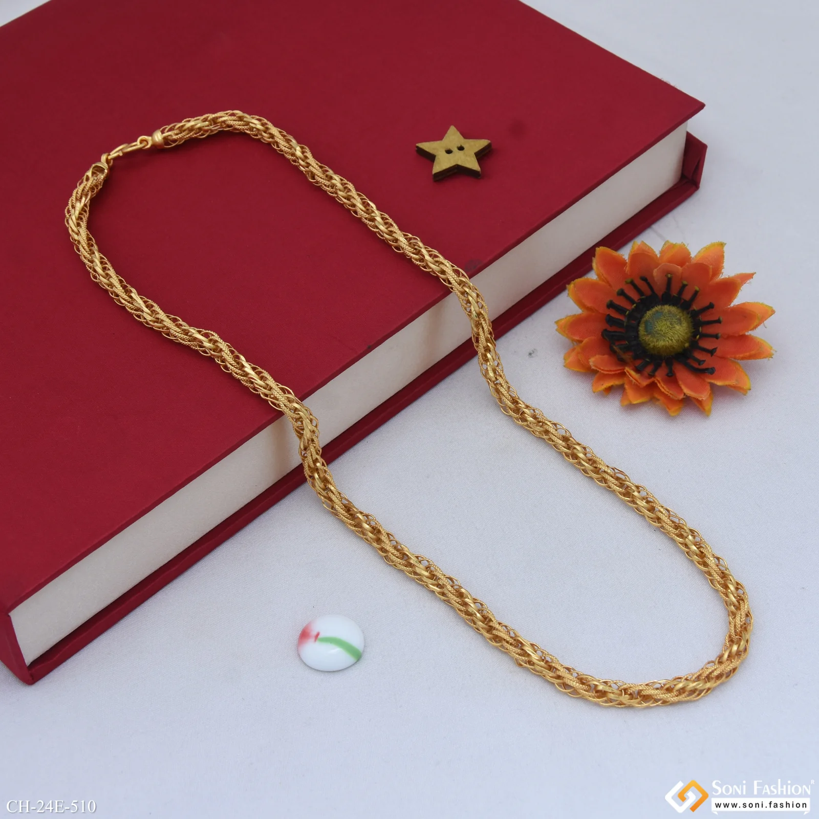 Artisanal Design Gold Plated Rassa Chain for Men - Style E510 - Image 4