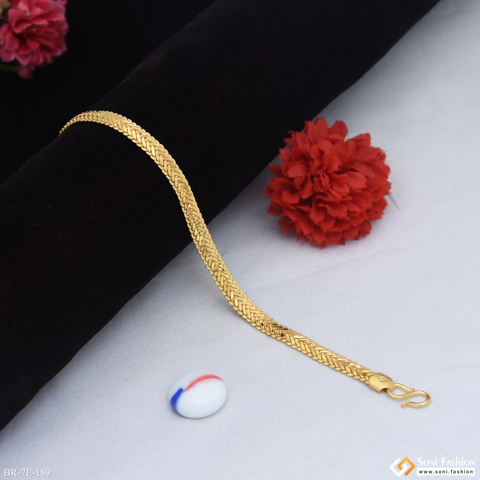 Artisanal Design Gold Plated Snake Bracelet for Men - Style E189 - Image 4