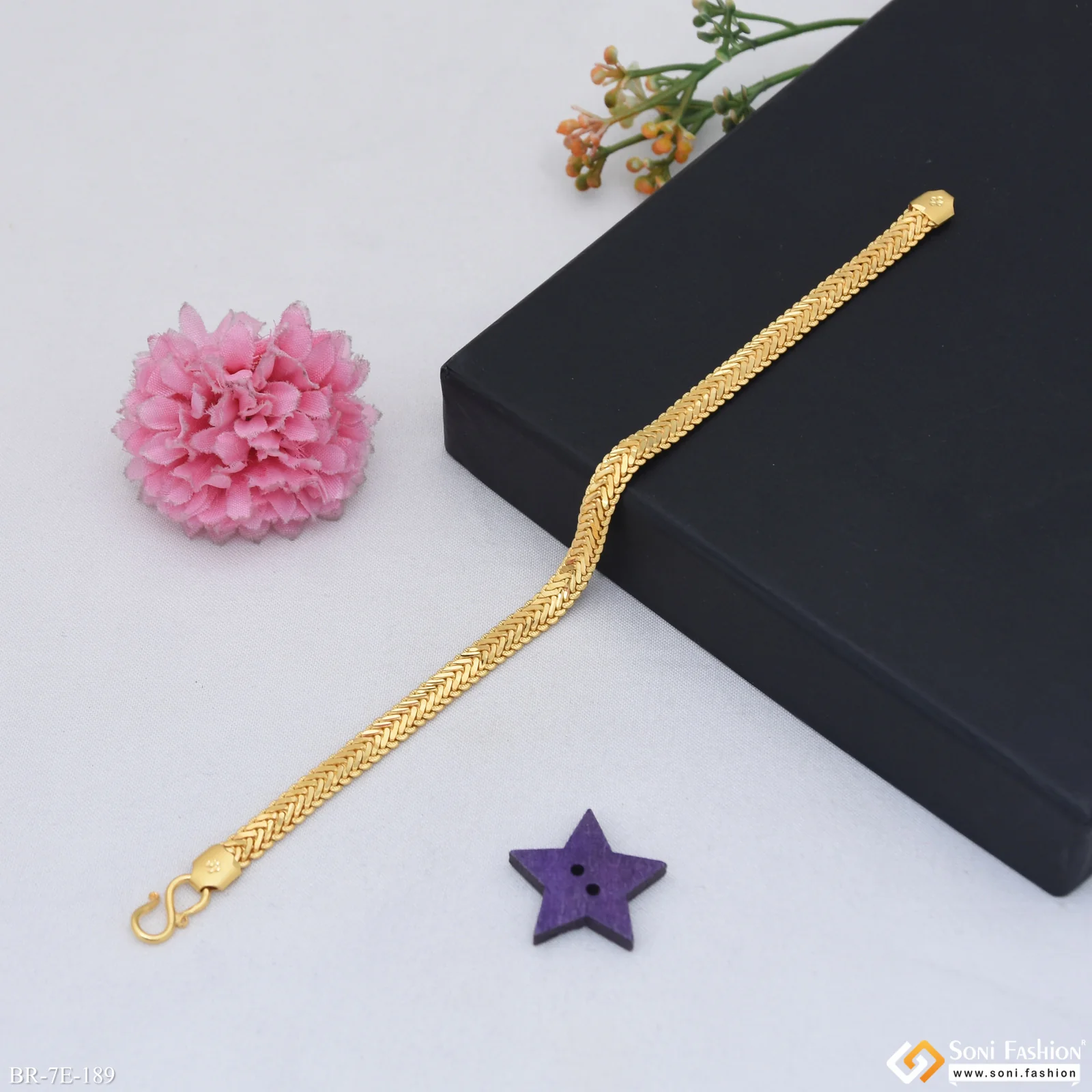 Artisanal Design Gold Plated Snake Bracelet for Men - Style E189 - Image 5