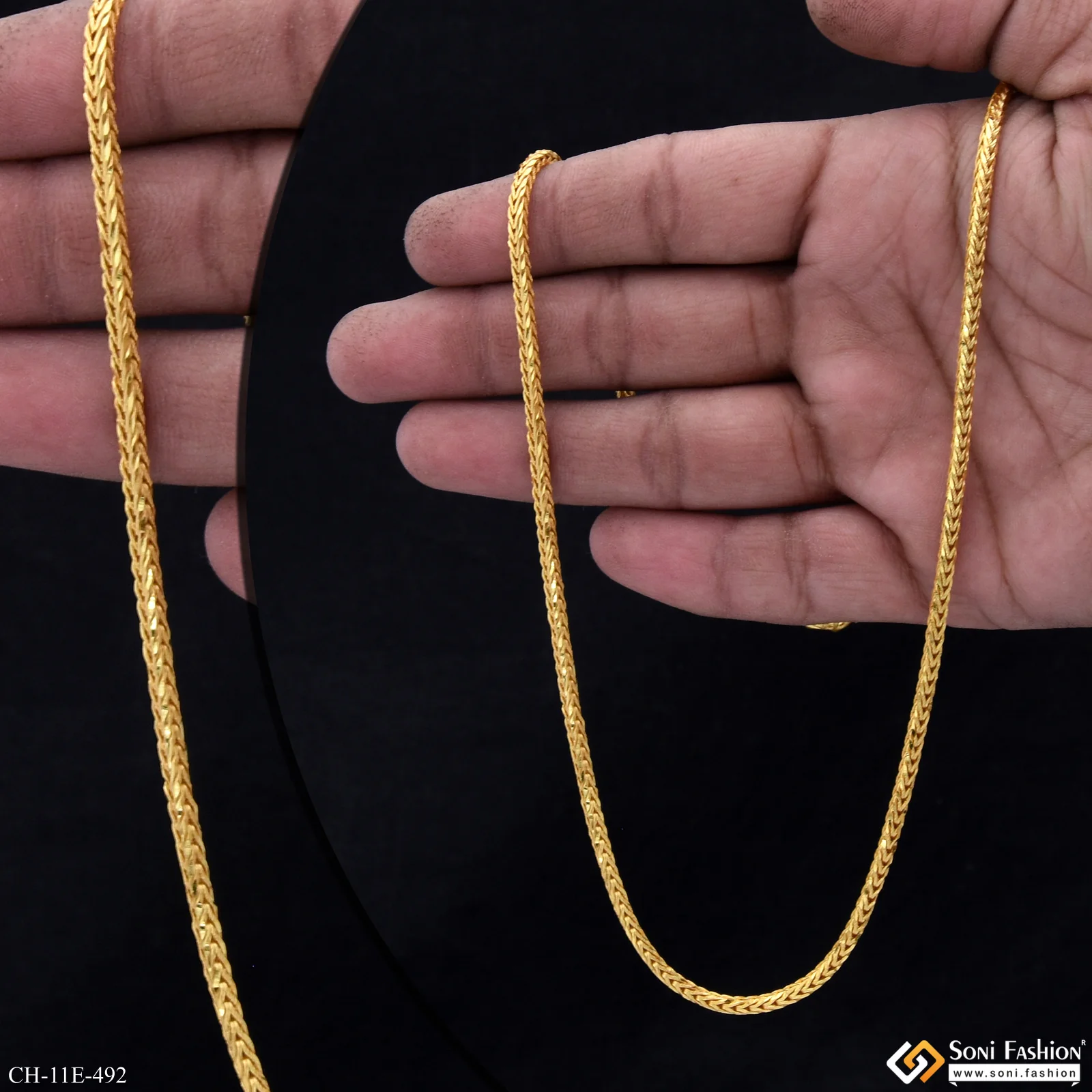 Artisanal Design Gold Plated Snake Chain for Men - Style E492 - Image 2