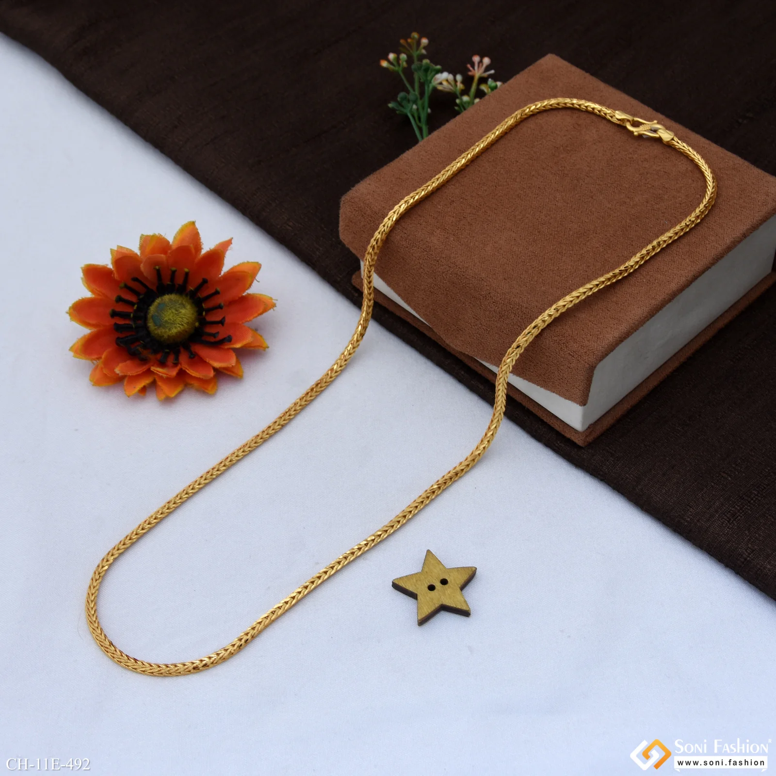 Artisanal Design Gold Plated Snake Chain for Men - Style E492 - Image 3