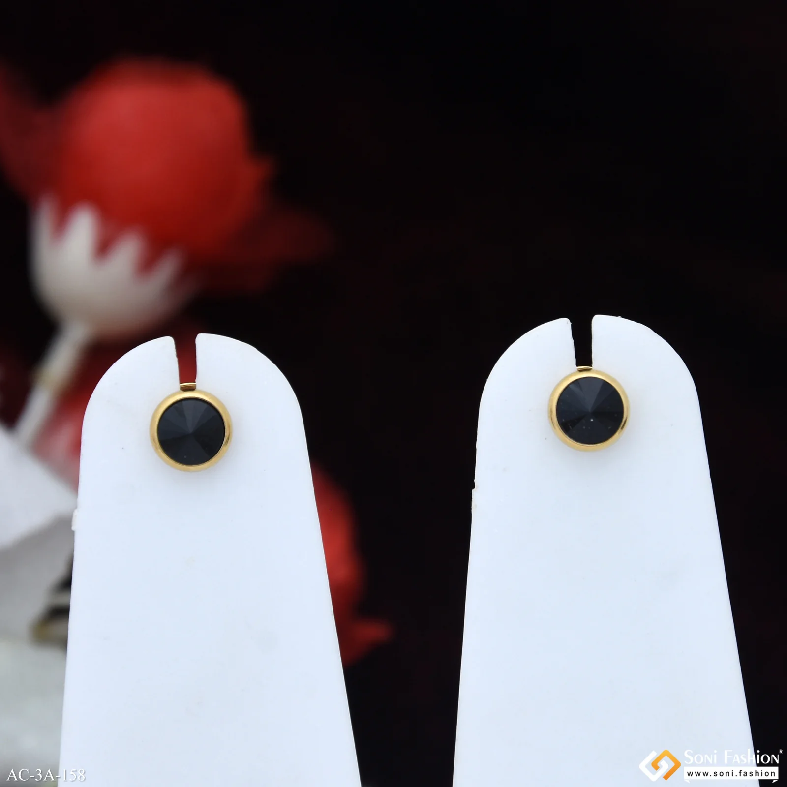 Artisanal Design Golden Color Stud Earring for Men (2 Pc) - Style A158 - Image 2
