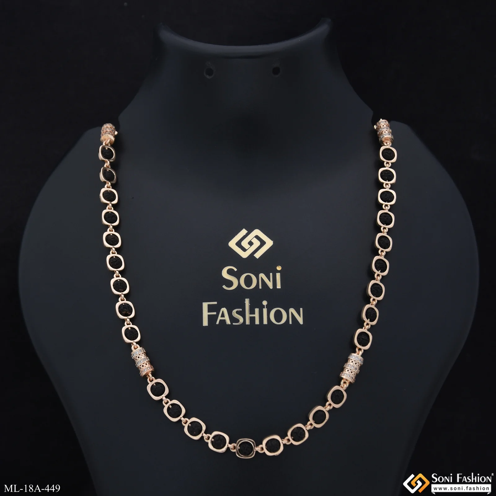 Artisanal Design Rose Gold Color Rudraksha Mala for Men - Style A449