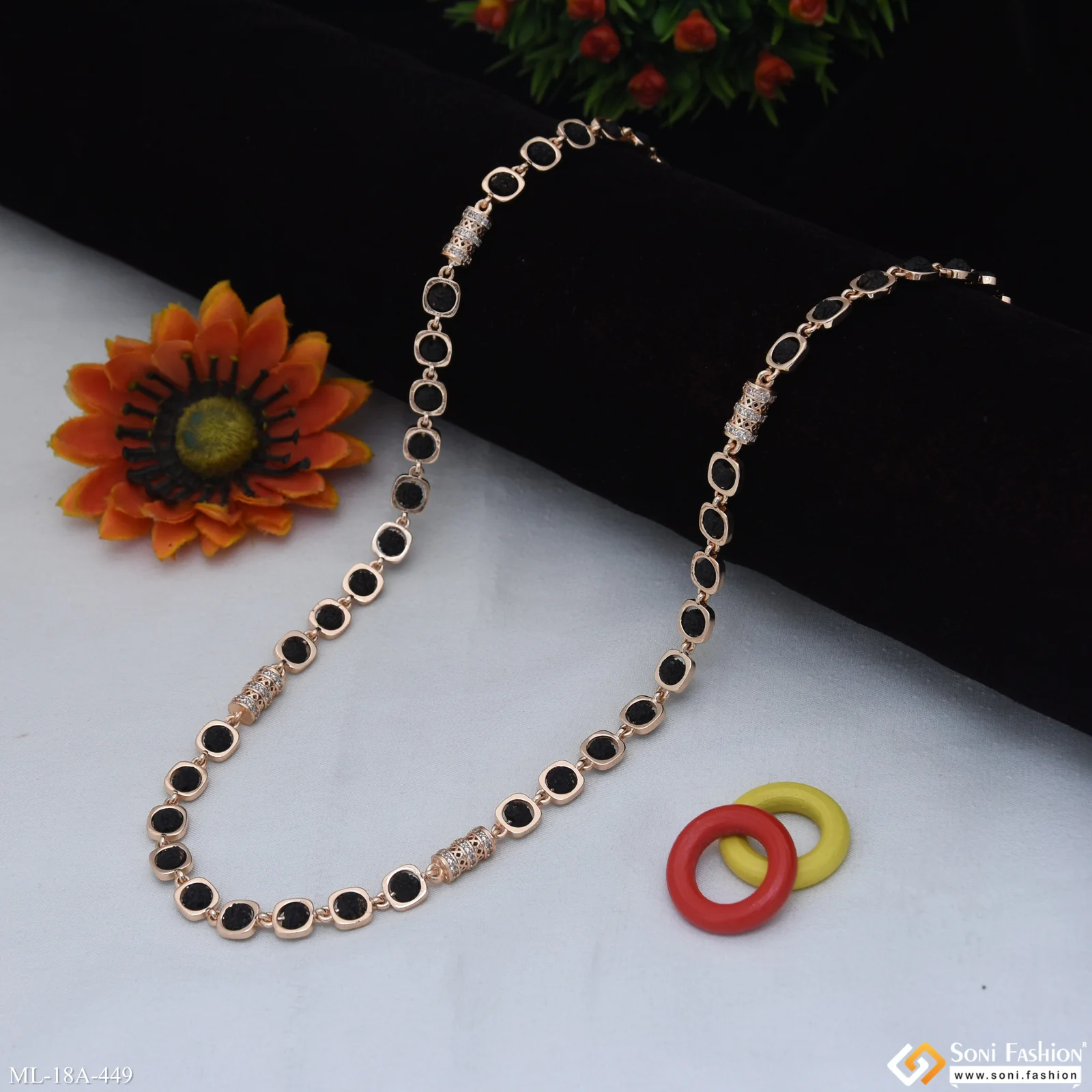 Artisanal Design Rose Gold Color Rudraksha Mala for Men - Style A449 - Image 3