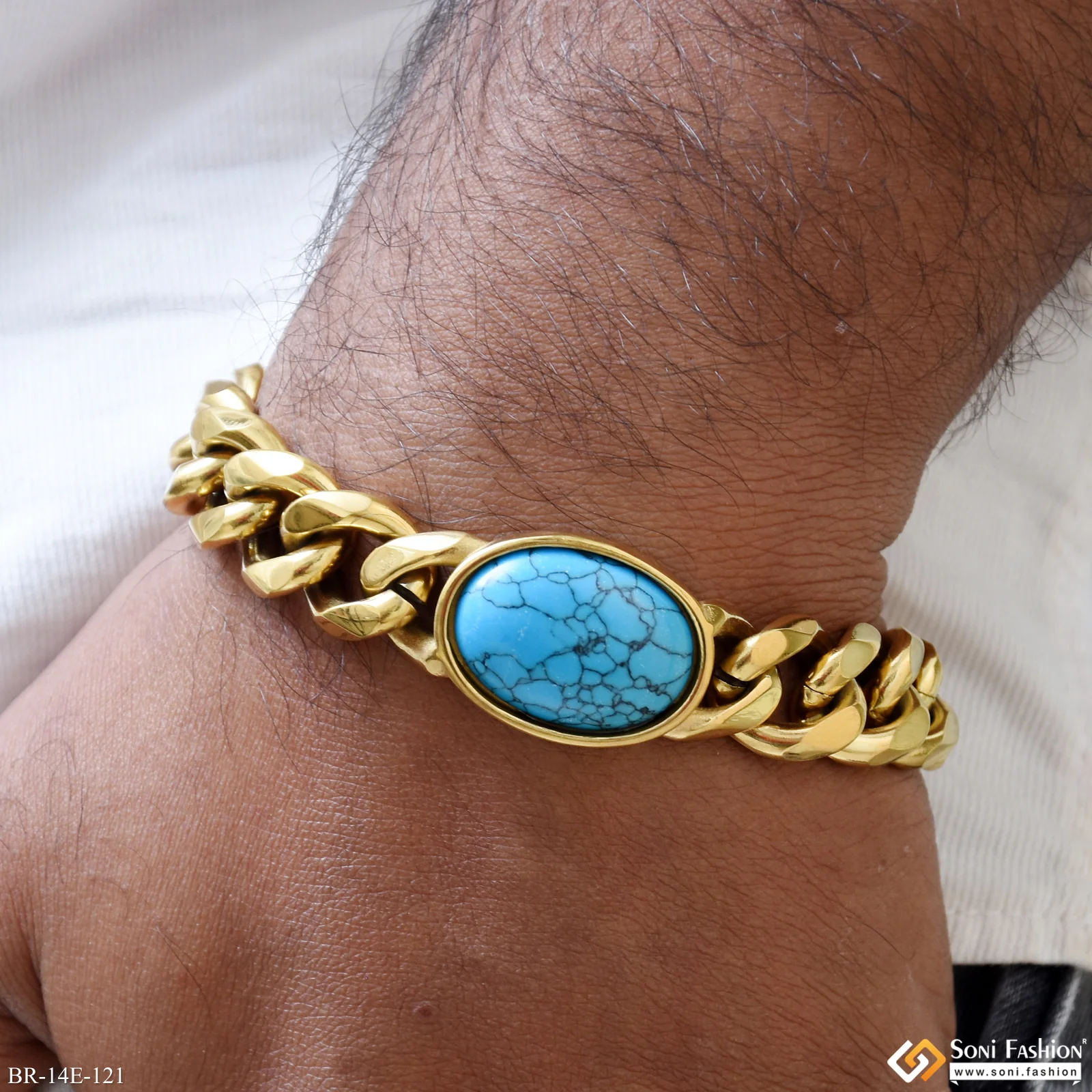 Artisanal Design Stainless Steel Link Bracelet for Men - Style E121
