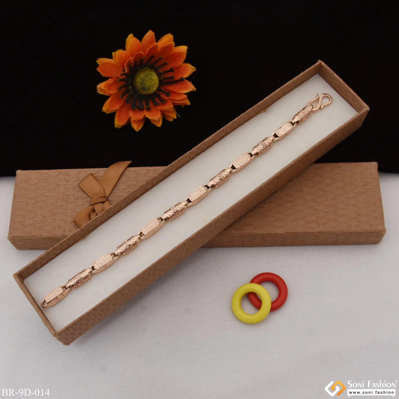 Artisanal Design with Diamond Best Quality Rose Gold Bracelet for Men - Style D014 - Image 4