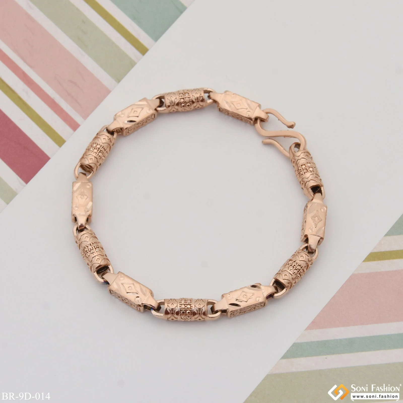 Artisanal Design with Diamond Best Quality Rose Gold Bracelet for Men - Style D014 - Image 5