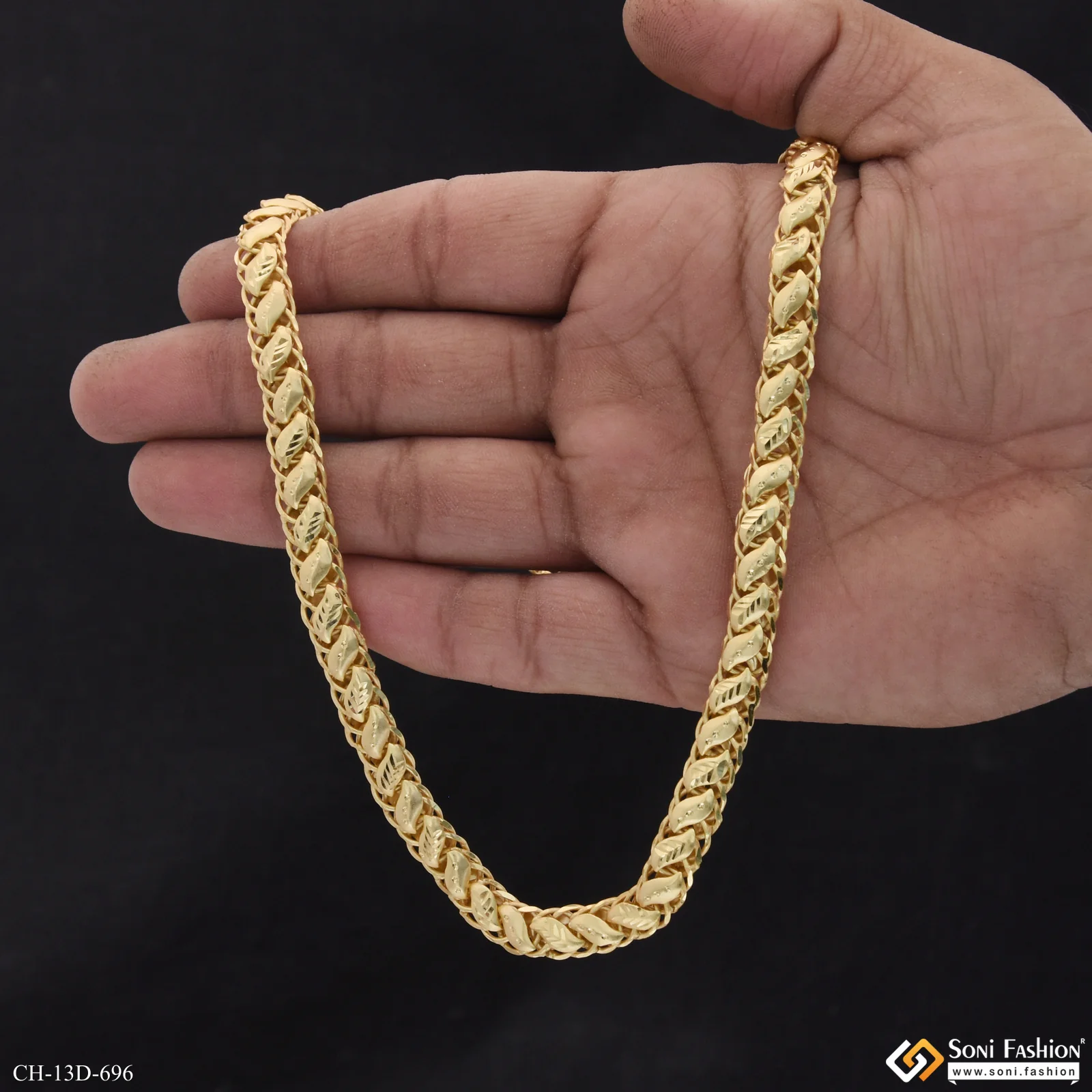 Attention-Getting Design Gold Plated Leaf Chain for Men - Style D696 - Image 6