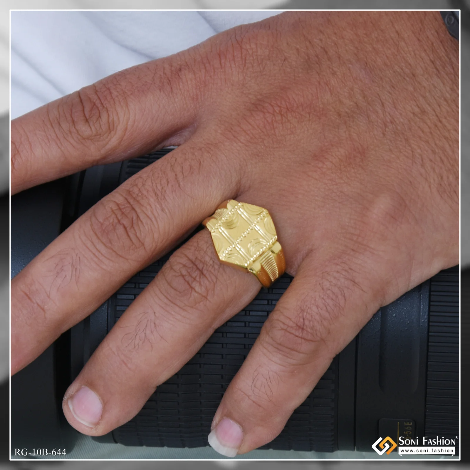 Attention-Getting Design Gold Plated Ring for Men - Style B644 - Image 3