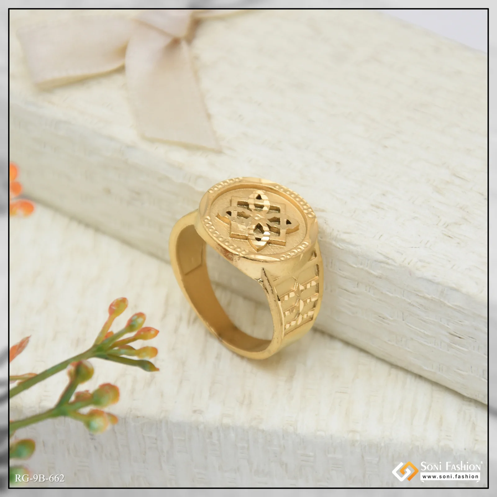 Attention-Getting Design Gold Plated Ring for Men - Style B662 - Image 5